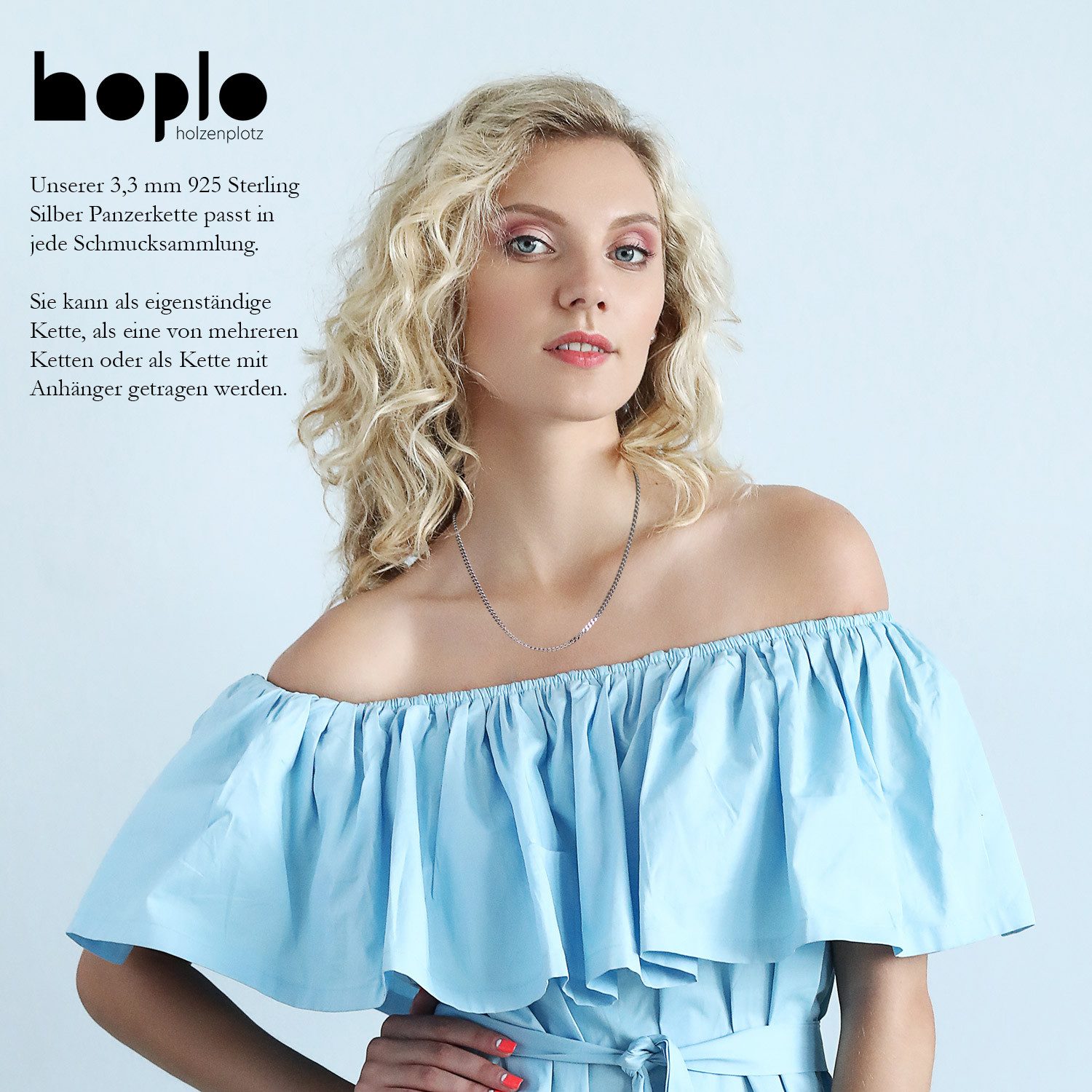 HOPLO Panzerkette Silberkette Panzerkette Länge 42cm - Breite 3,3mm - 925 S günstig online kaufen