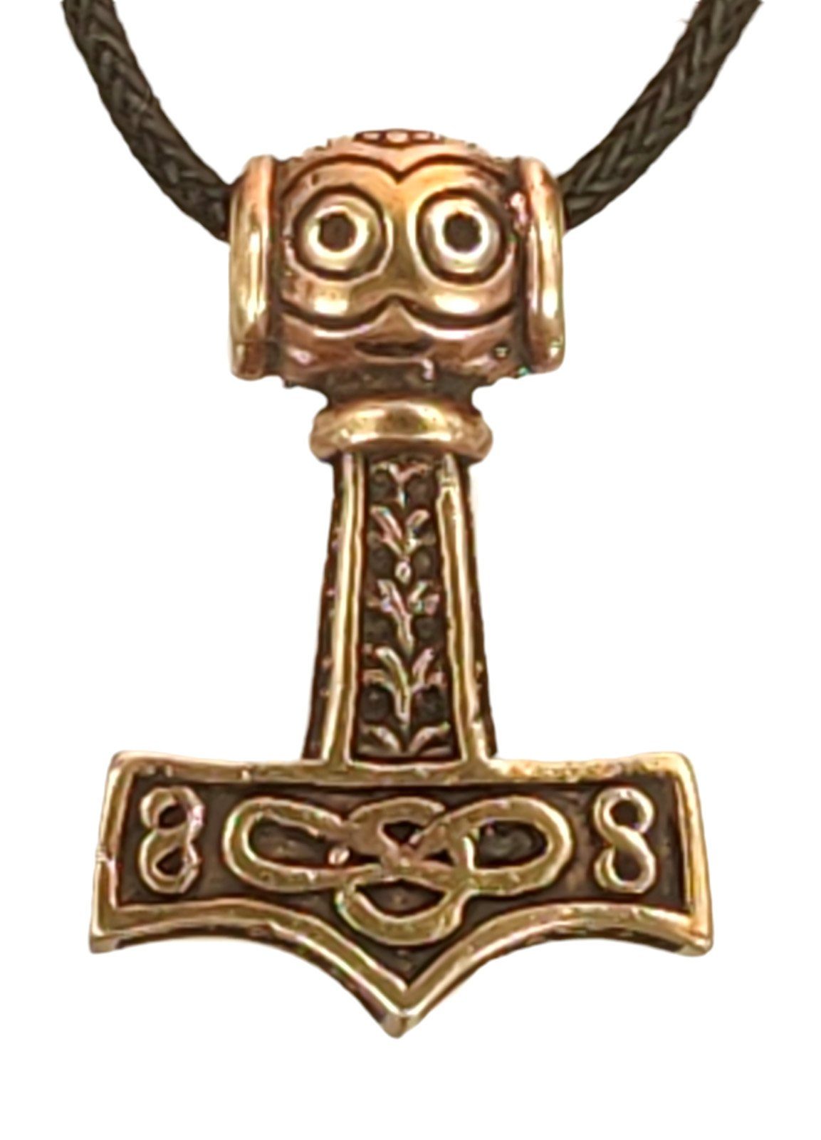 Bronze Anhänger Mjölnir Augen Kettenanhänger Nordisch Wikinger Kiss Leather of Thorshammer Nr. 77 Thorhammer