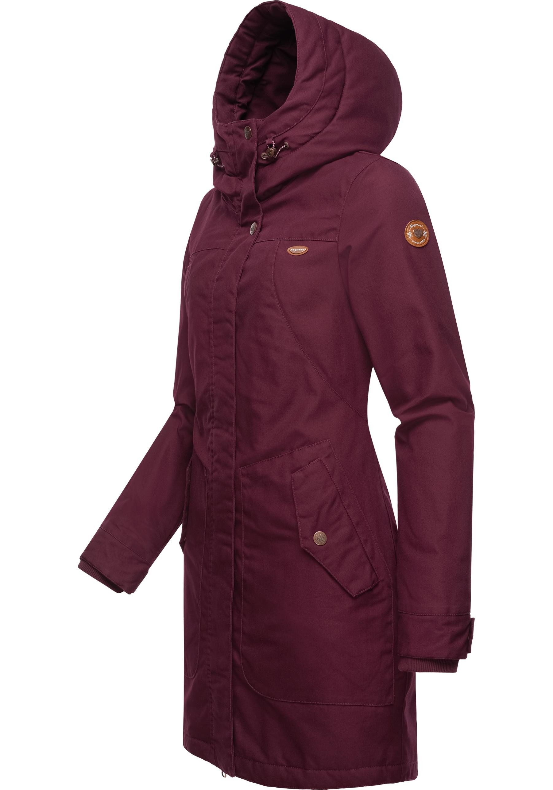 Ragwear Wintermantel Jannisa stylischer Damen Winterparka mit Kapuze