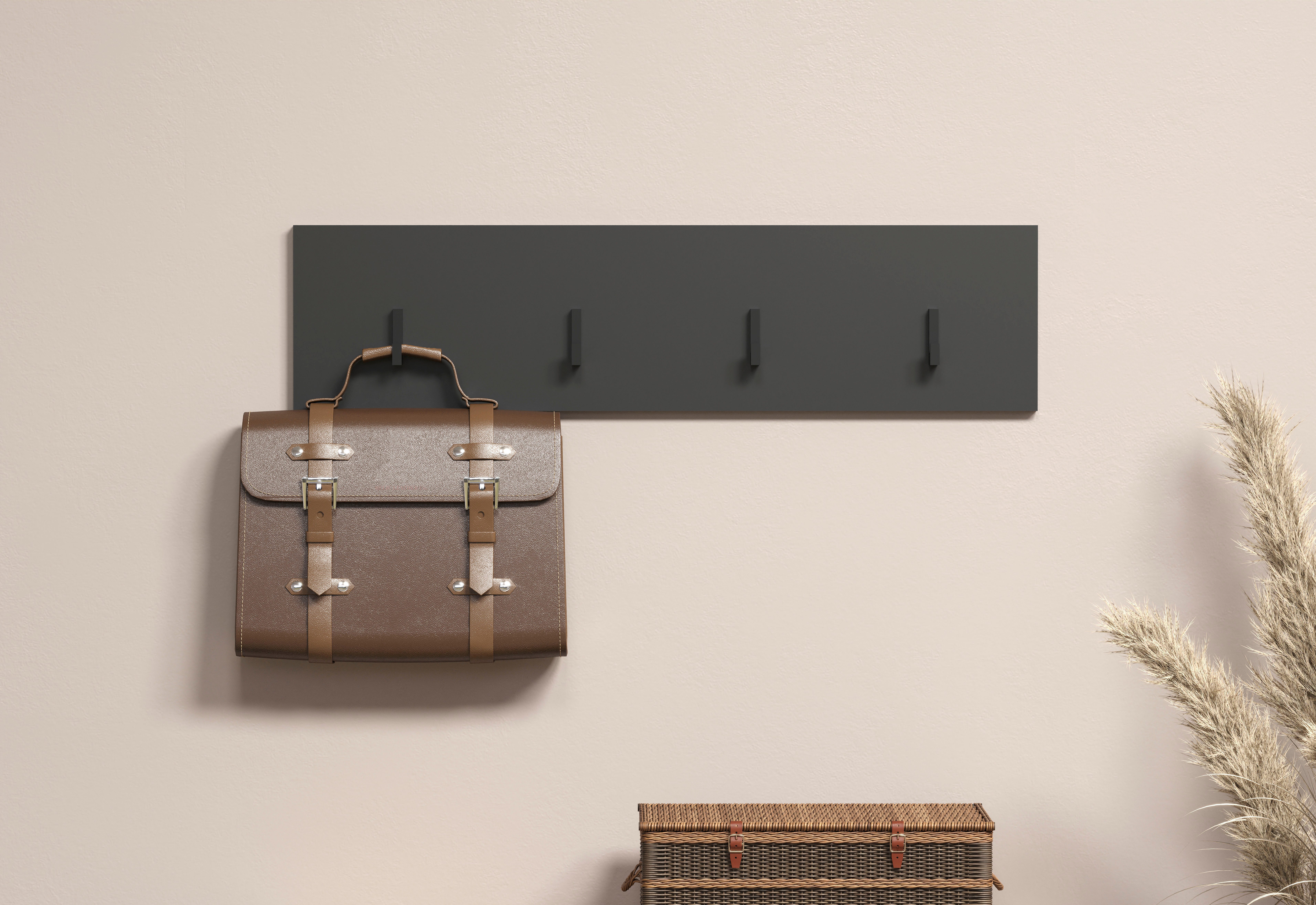 Home affaire Garderobenleiste Estepona (1 St), Wandpaneel mit 4 Kleiderhaken – (B/T/H) 80/2/20 cm