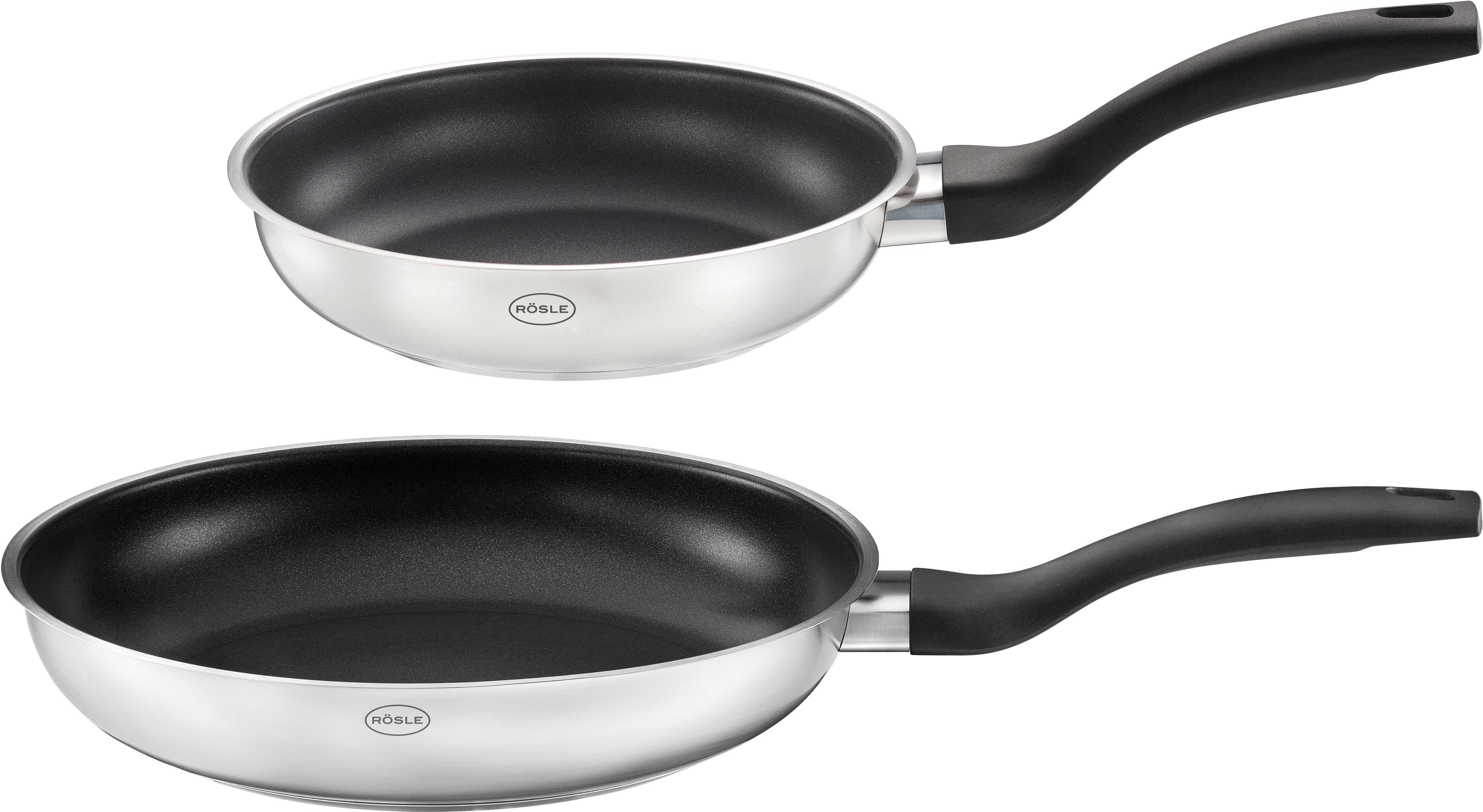 RÖSLE Pfannen-Set BasicLine, Edelstahl 18/10 (Set, 2-tlg., Pfanne Ø 20 cm, Pfanne Ø 24 cm), Ø 20/24 cm, spülmaschinengeeignet, Induktion