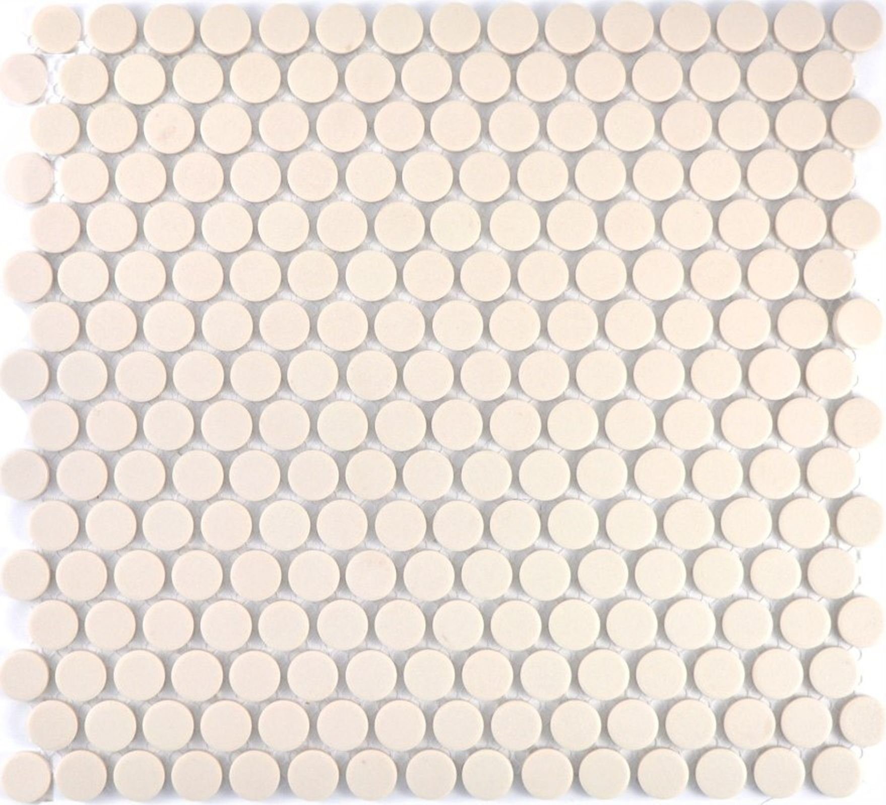 hellbeige unglasiert Rund matt Mosani Bodenfliese rutschsicher Knopfmosaik Küche Wand