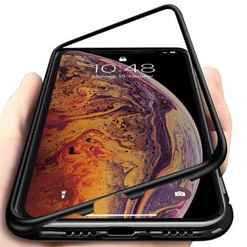 CoolGadget Handyhülle Metall Magnet Handy Case für Apple iPhone 12 Mini 5,4 Zoll, Hülle Outdoor Schutz Cover Rückseite Glas für iPhone 12 Mini