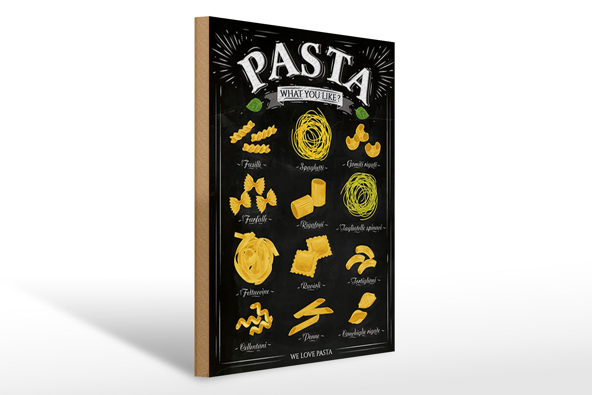 Holzbild Pasta 30x40cm Nudeln what you like Essen