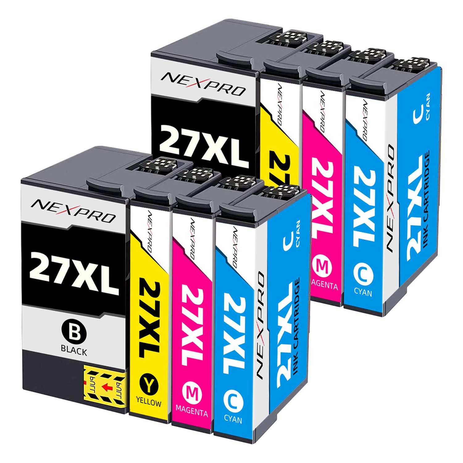 NEXPRO Epson 27 XL Druckerpatronen für Multipack (Packung, WF7110DTW, Epson Druckerpatronen Tintenpatrone 27 XL WF3640DTWF 8er WF3620DWF schwarz/magenta/cyan/yellow)