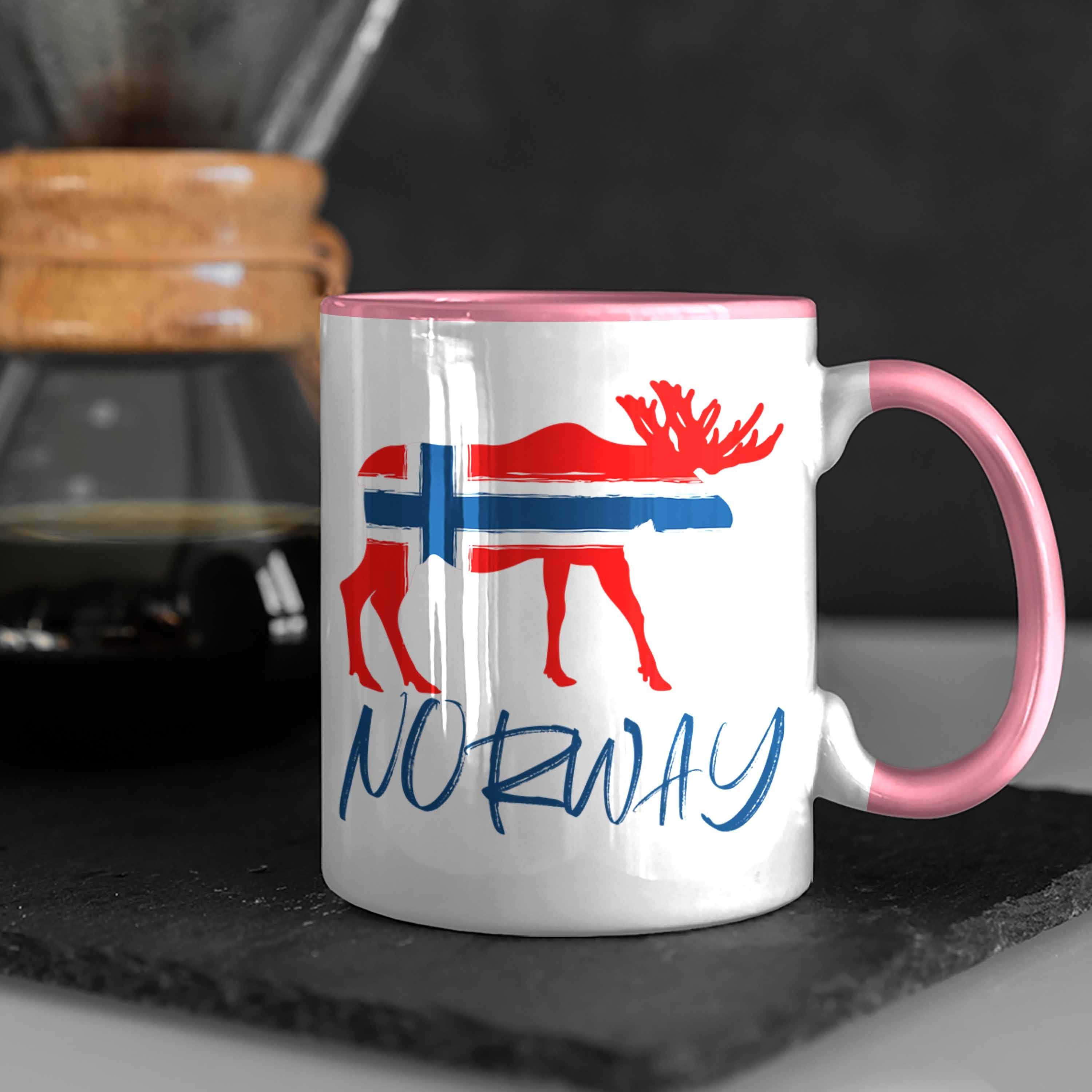 Flagge Norway Nordkap Norwegen Rosa Trendation Elch Geschenke - Trendation Tasse Grafik Tasse