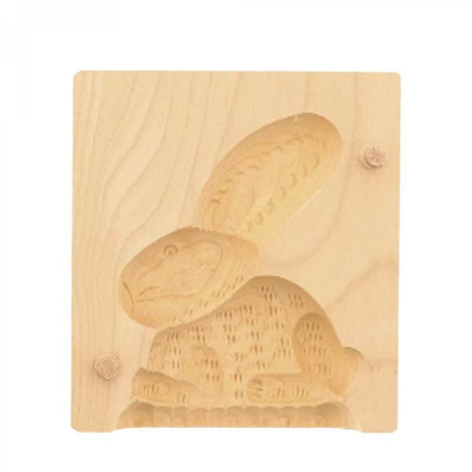 mitienda Servierplatte Butterform aus Holz mit Tiermotiv Hase, 2-teilig | Servierplatten