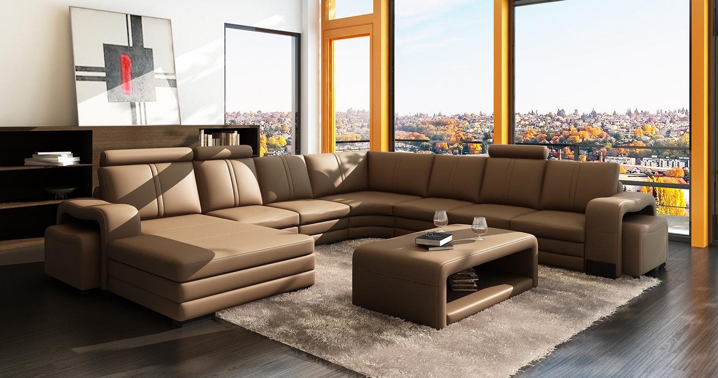 Xlmoebel Wohnlandschaft Großes Multifunktions Ledersofa Eckcouch günstig online kaufen