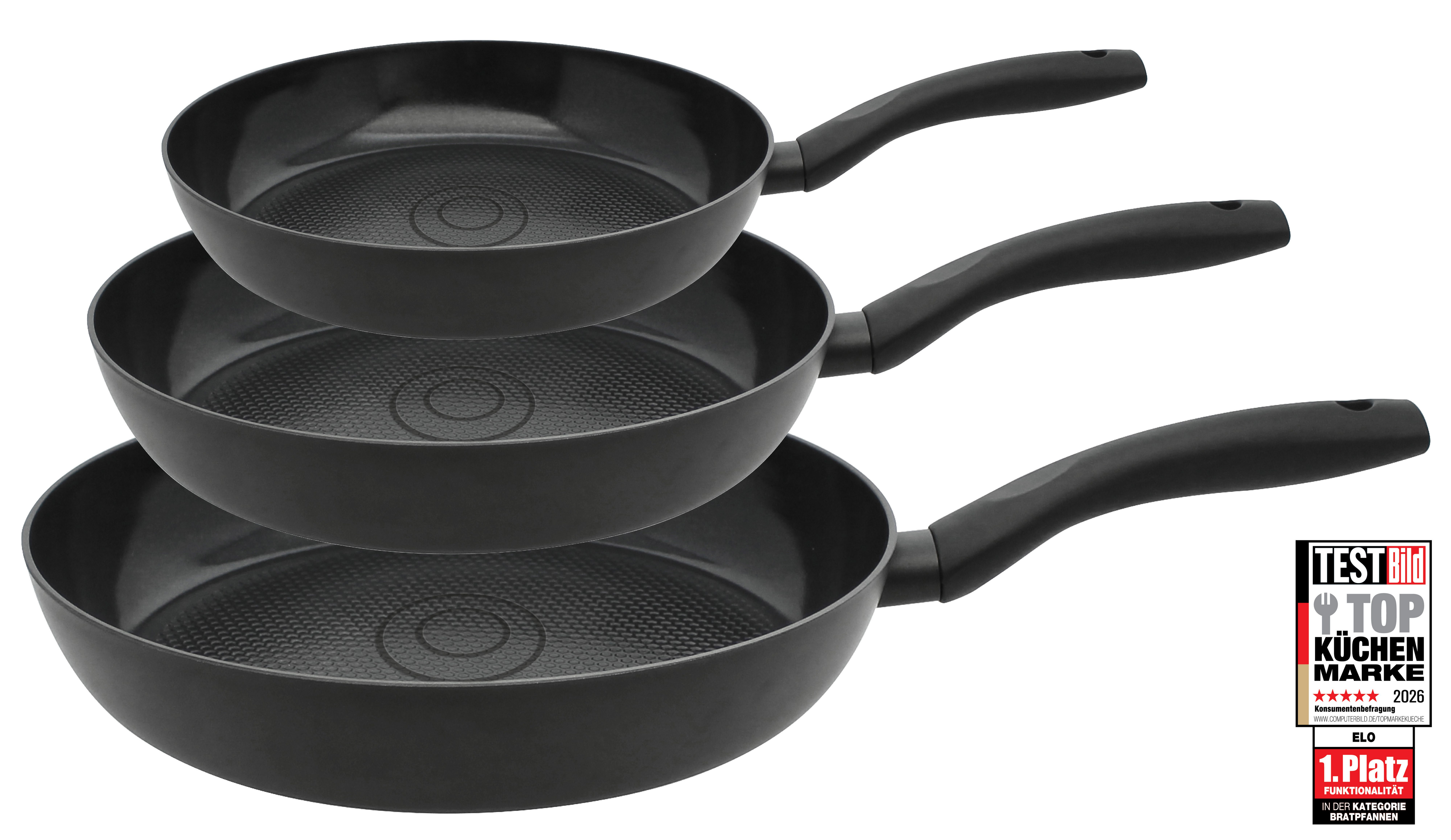 Elo Basic Pfannen-Set Smart Wellness, Aluminium (Set, 3-tlg), Besonders knuspriges Braten