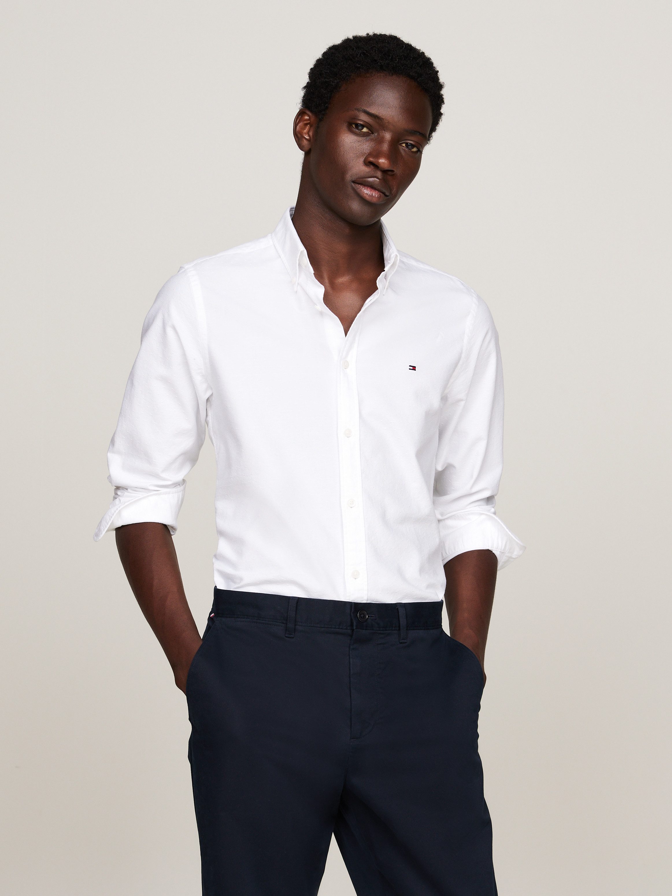 Tommy Hilfiger Langarmhemd OXFORD DOBBY Slim Fit SHIRT günstig online kaufen