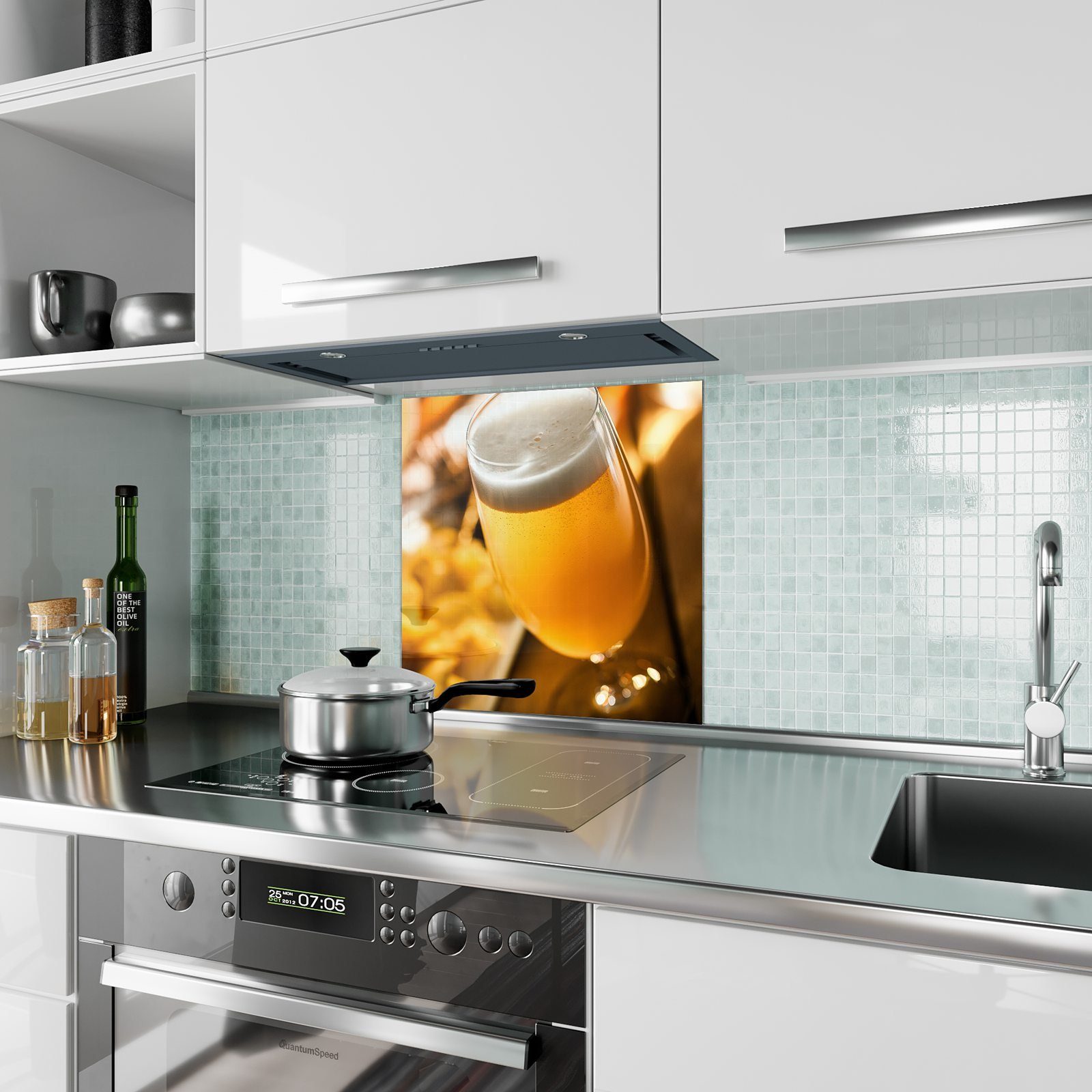Bierglas Primedeco Motiv Nahem von Küchenrückwand Spritzschutz mit Glas Küchenrückwand