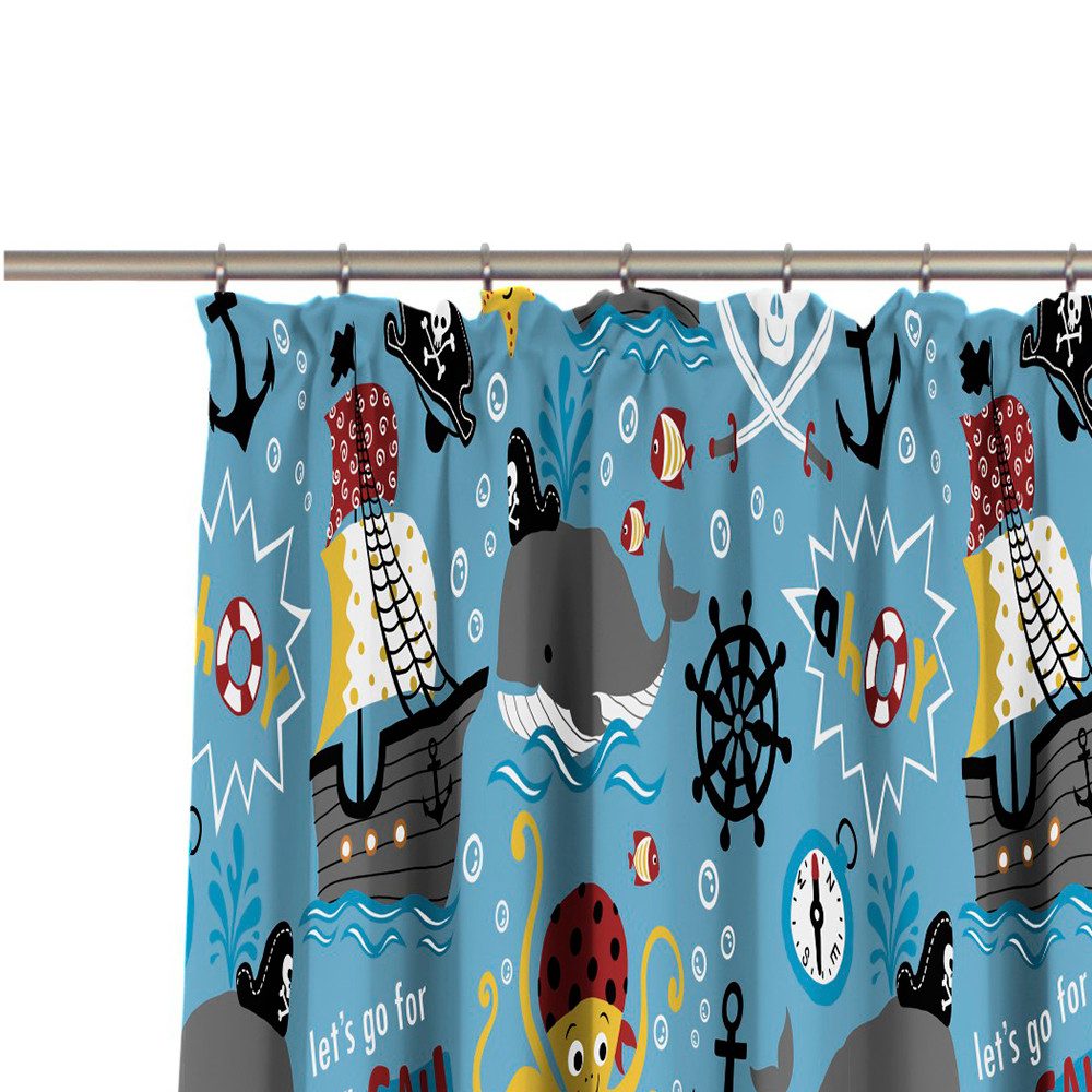 Adam Vorhang Pirates (1 St), Kräuselband, blickdicht, Jacquard, aus 100% Bio-Baumwolle