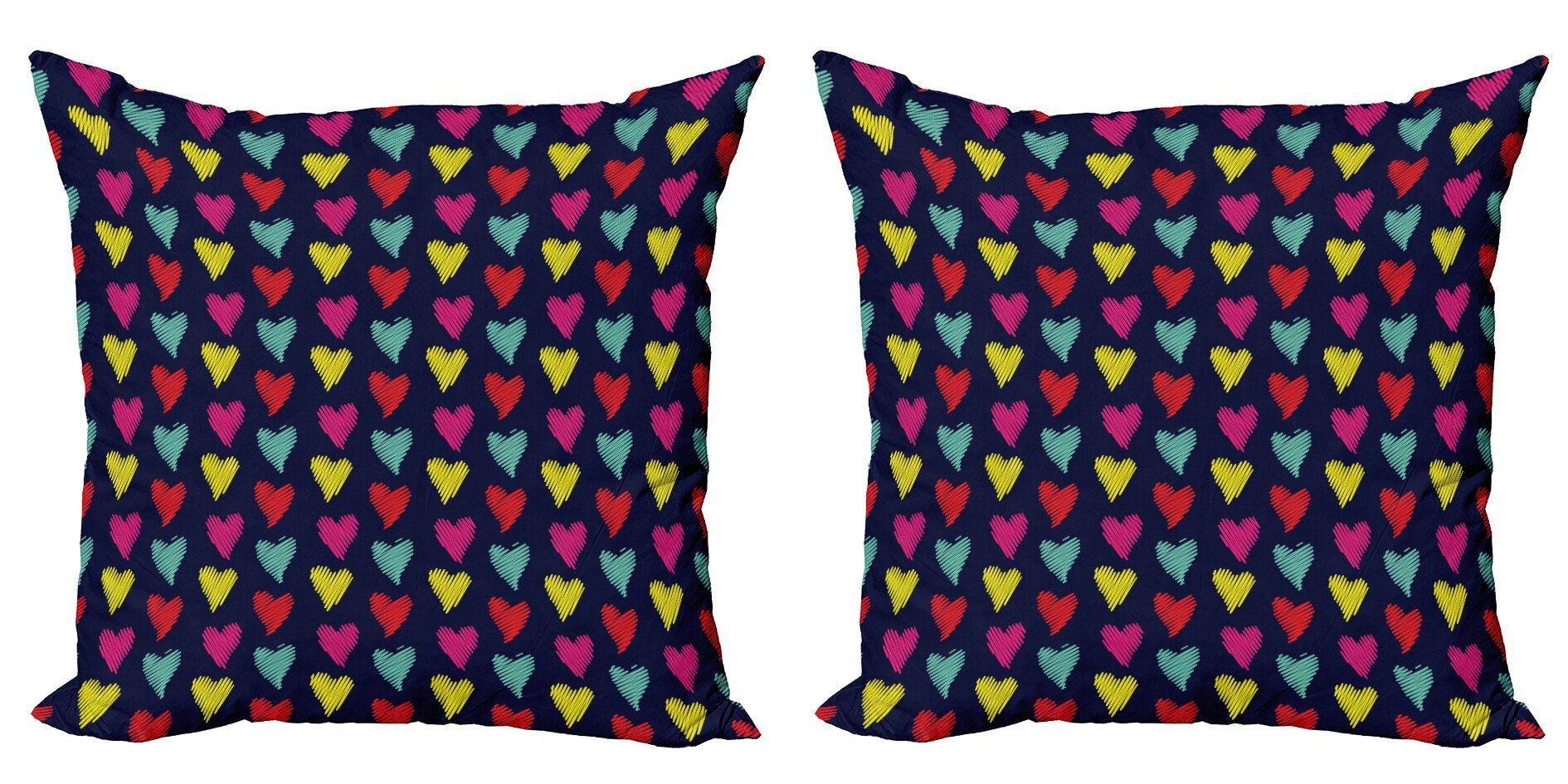 Kissenbezüge Modern Accent Doppelseitiger Digitaldruck, Abakuhaus (2 Stück), Valentine Herz-Liebe glücklich