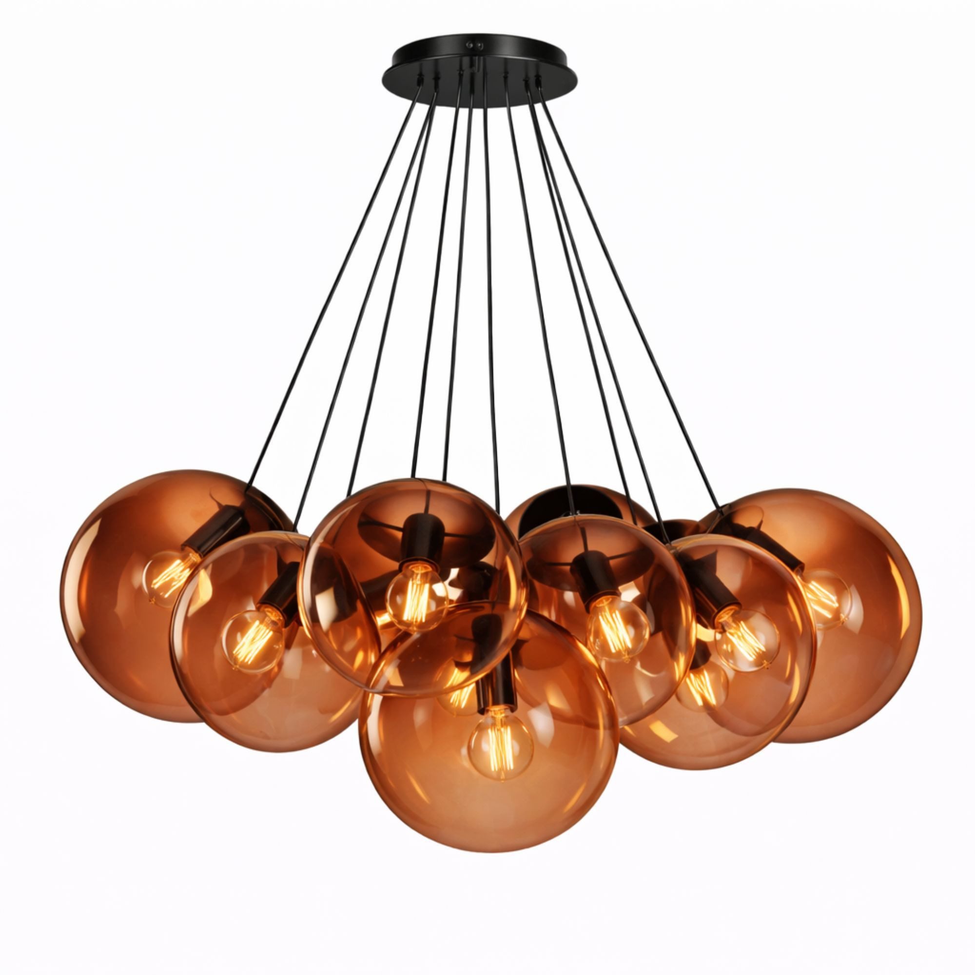 s.luce Pendelleuchte s.luce Orb Cluster Glas-Pendelleuchte 13-flammig 13x30cm Braun
