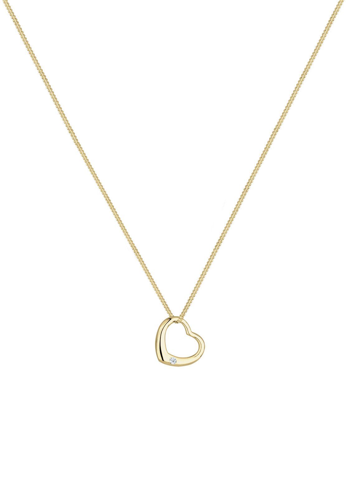 Elli DIAMONDS Kette mit Anhänger Herz Diamant Weiß Brillantschliff (0.03ct) günstig online kaufen