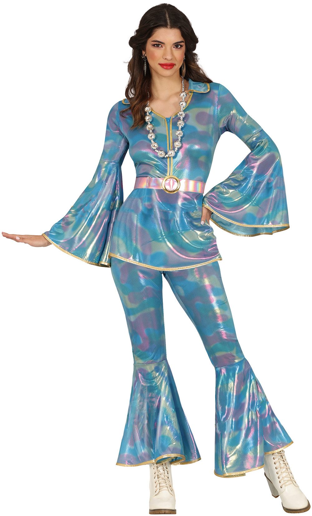 Fiestas Guirca Hippie-Kostüm 70er Jahre 'Disco Königin' Kostüm für Damen, Hell