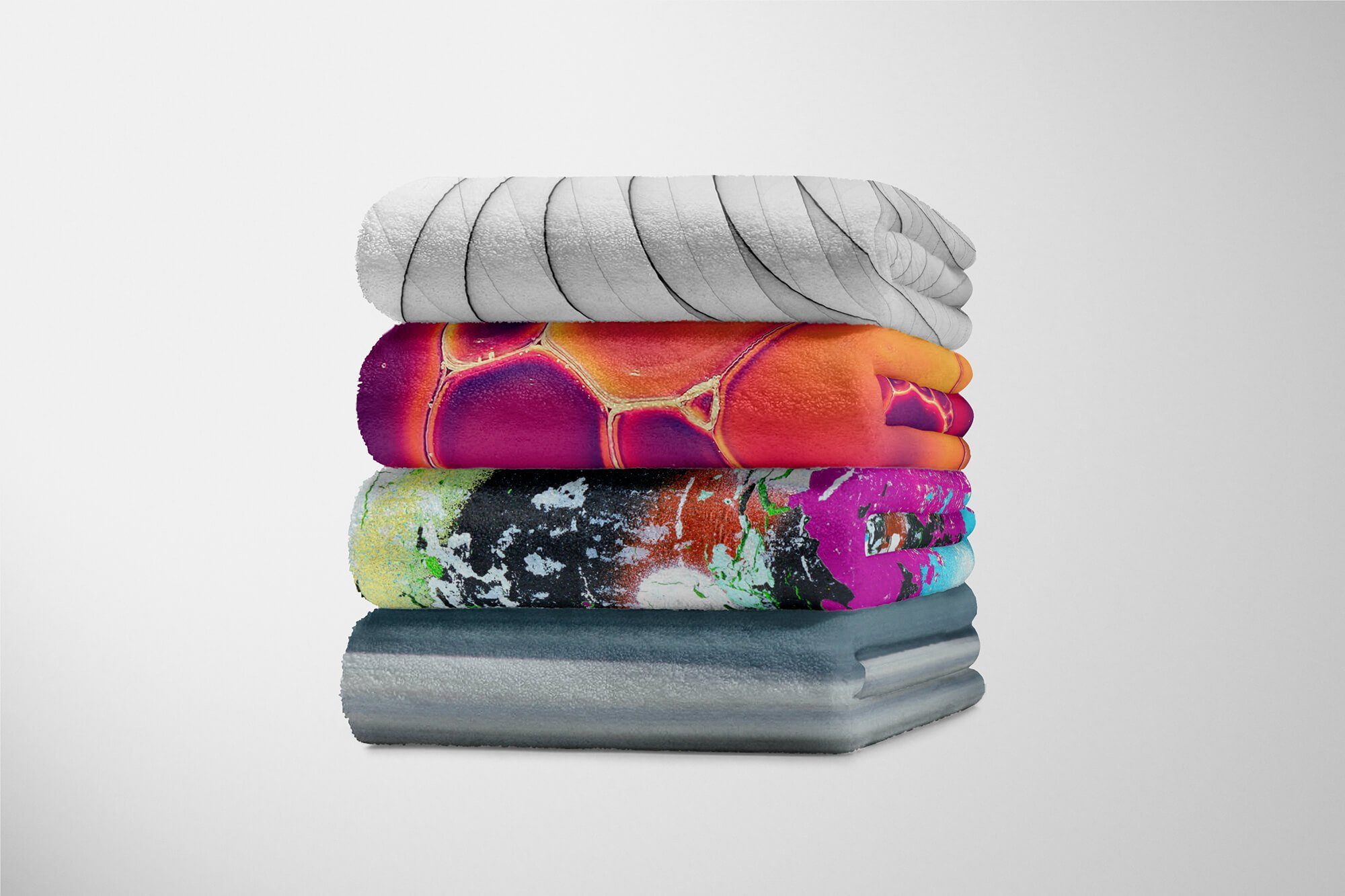 Wandstruktur Auffallend Baumwolle-Polyester-Mix mit Sinus Handtücher Kuscheldecke Art Saunatuch Handtuch Fotomotiv Strandhandtuch (1-St), Farb, Handtuch
