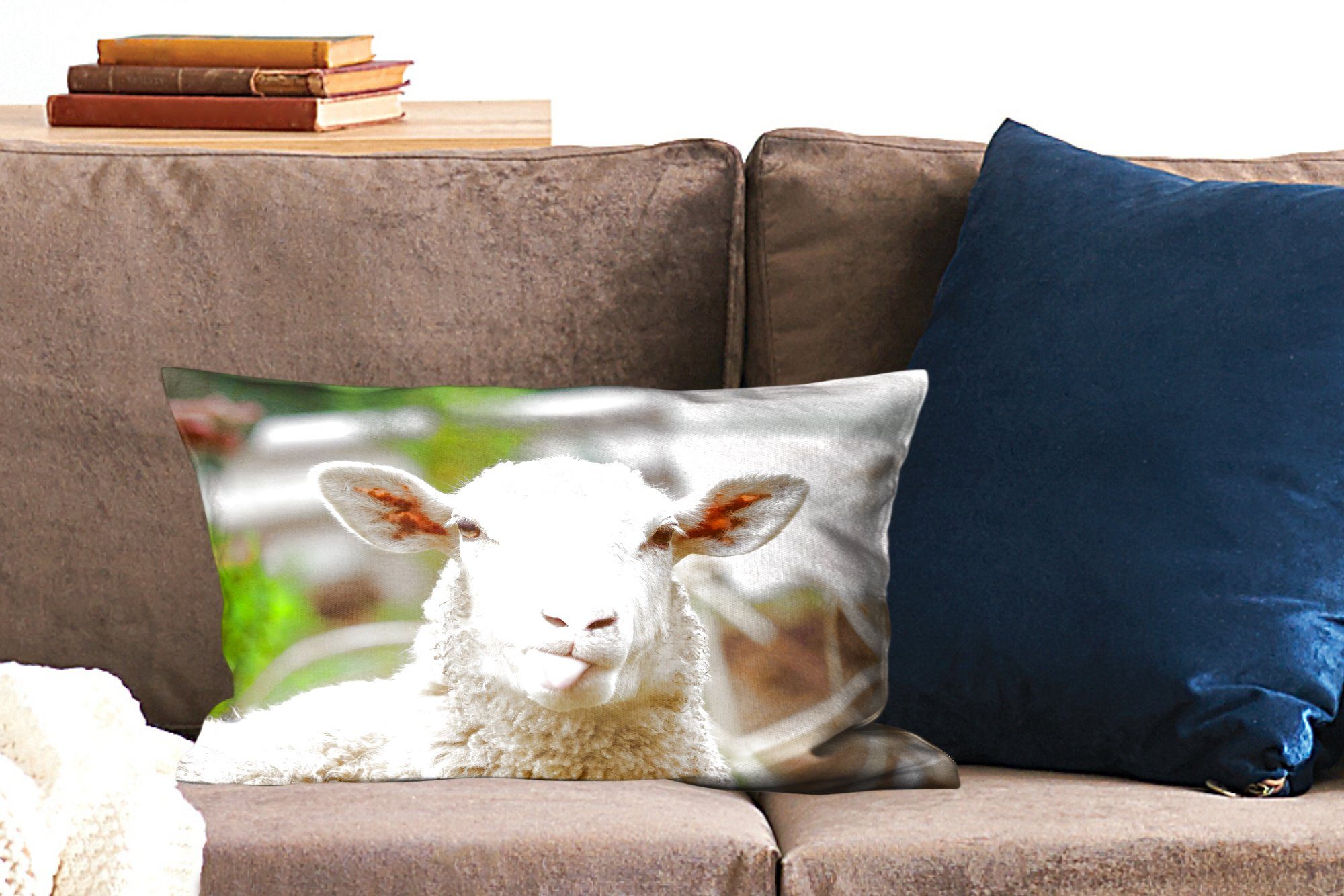 - Schlafzimmer Dekokissen - Wolle, Zierkissen, Tiere Füllung, Dekoration, mit Schafe Dekokissen Wohzimmer MuchoWow