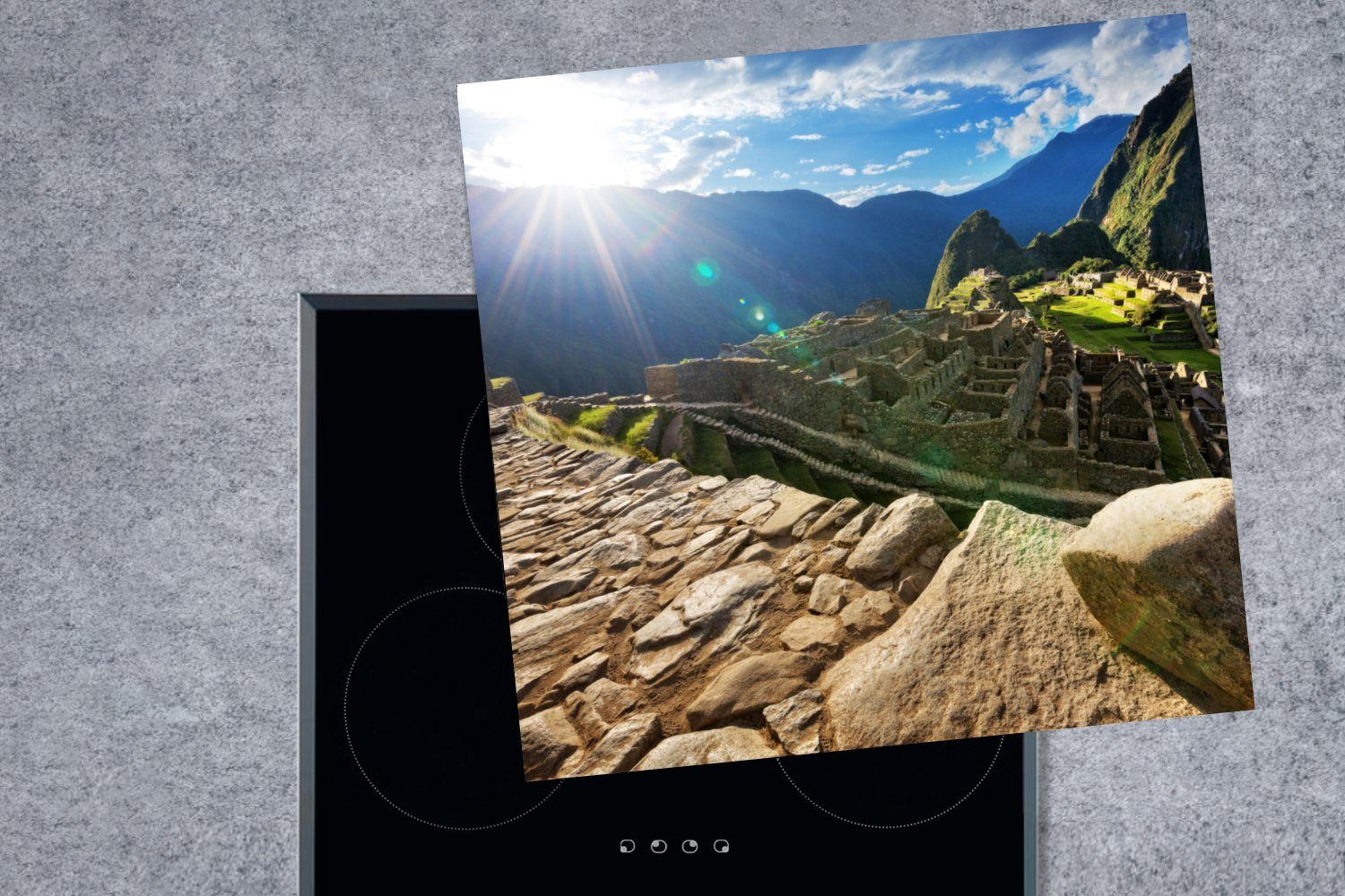 78x78 Picchu - Machu Sonne, Peru - Herdblende-/Abdeckplatte Arbeitsplatte Vinyl, küche cm, für MuchoWow Ceranfeldabdeckung, tlg), (1