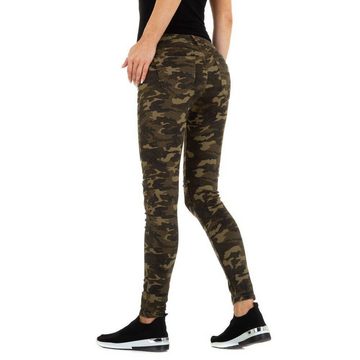 Ital-Design Skinny-fit-Jeans Damen Freizeit Destroyed-Look Camouflage Skinny Jeans in Camouflage