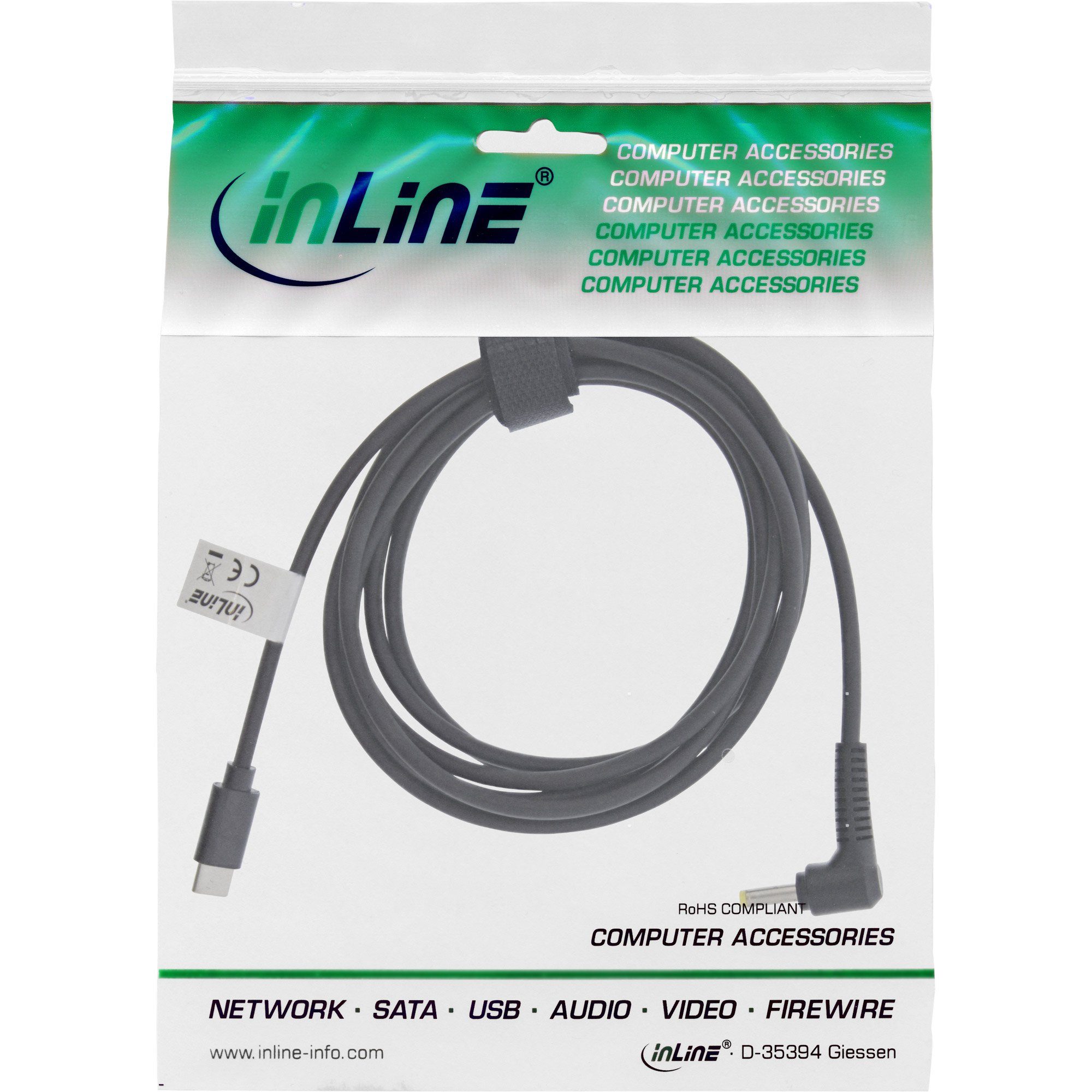 Inline InLine® USB-C zu BenQ/ASUS Notebook (rund/klein) Ladekabel, 2m Stromkabel