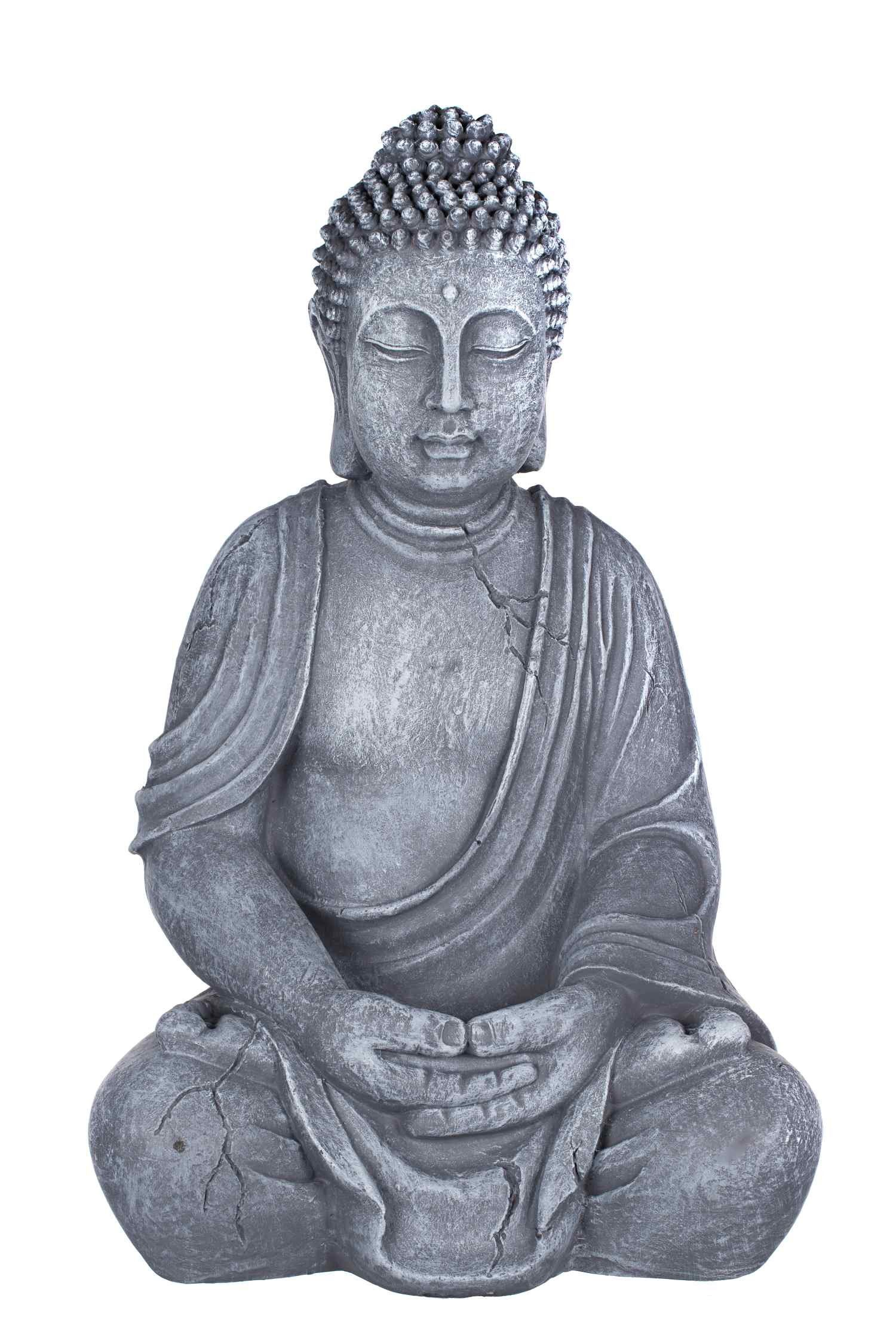 BIRENDY Buddhafigur Buddha SWK33013A Steingrau Figur XL53cm Statue Büste Gartendeko aus Kunststein | Dekofiguren