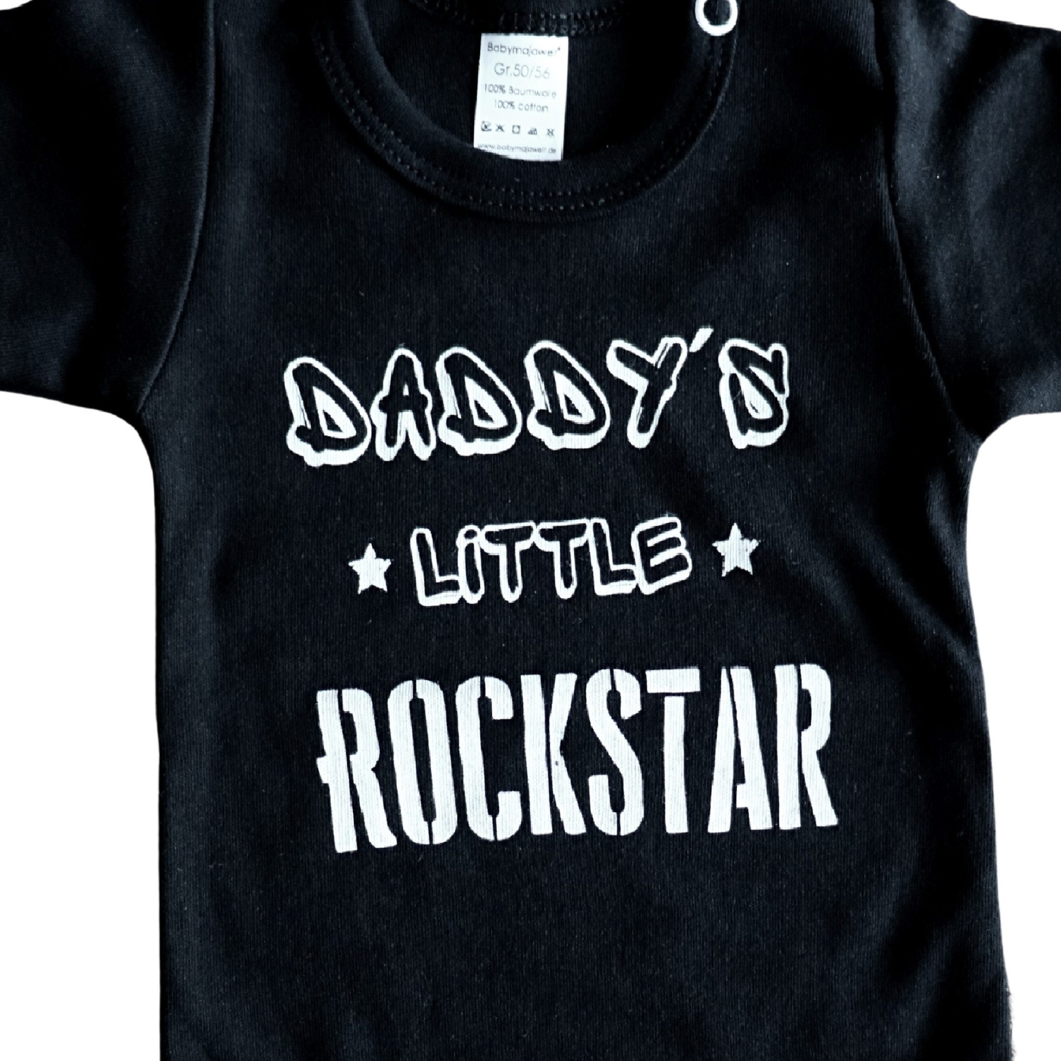 Babymajawelt Kurzarmbody Baby Body "Daddy's Little Rock Star", kurzarm, schwarz (1-tlg) Geschenkidee für junge Eltern, Weich und bequem, mit coolem Spruch