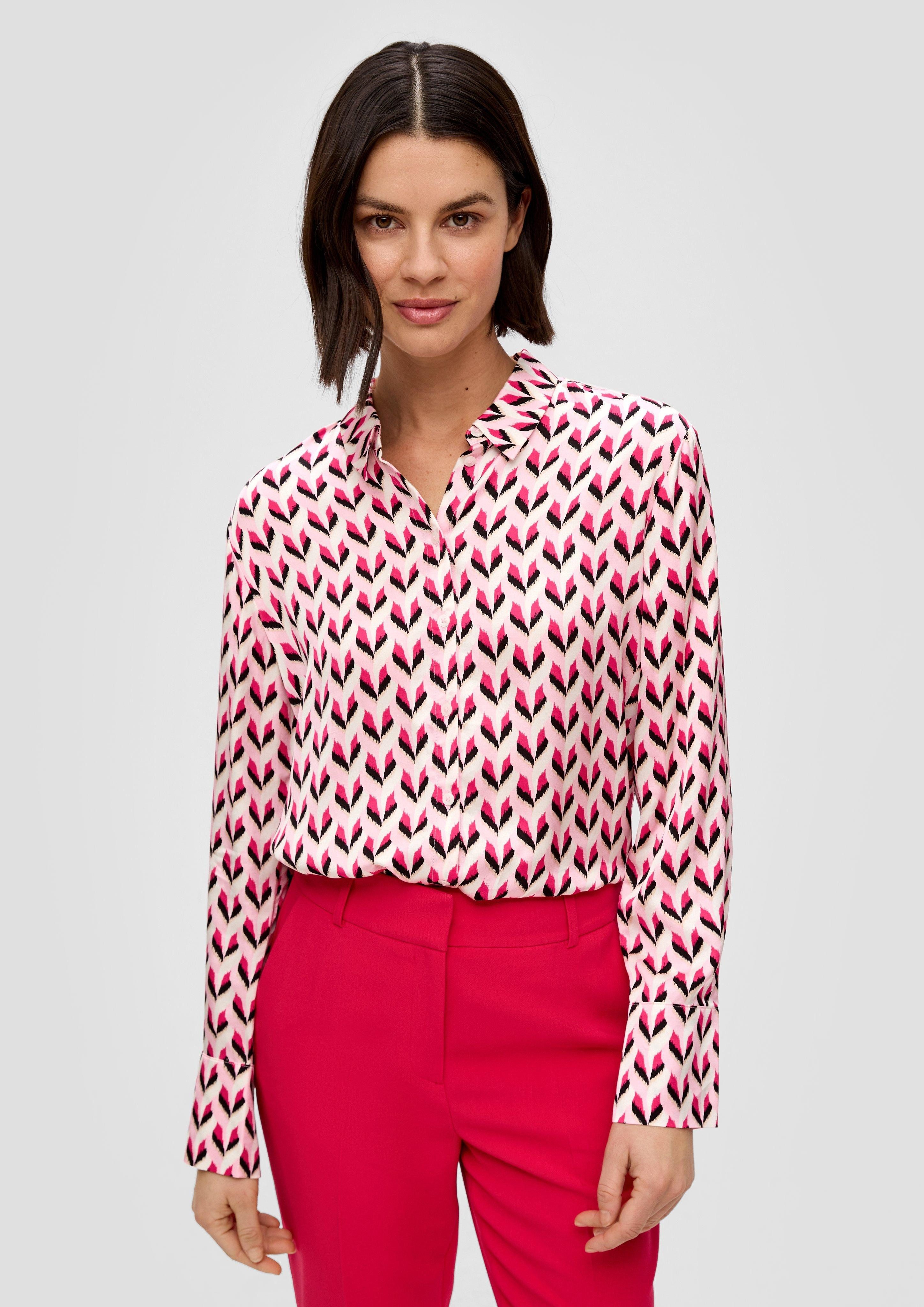 Langarmbluse Lange Hemdbluse aus reiner Viskose