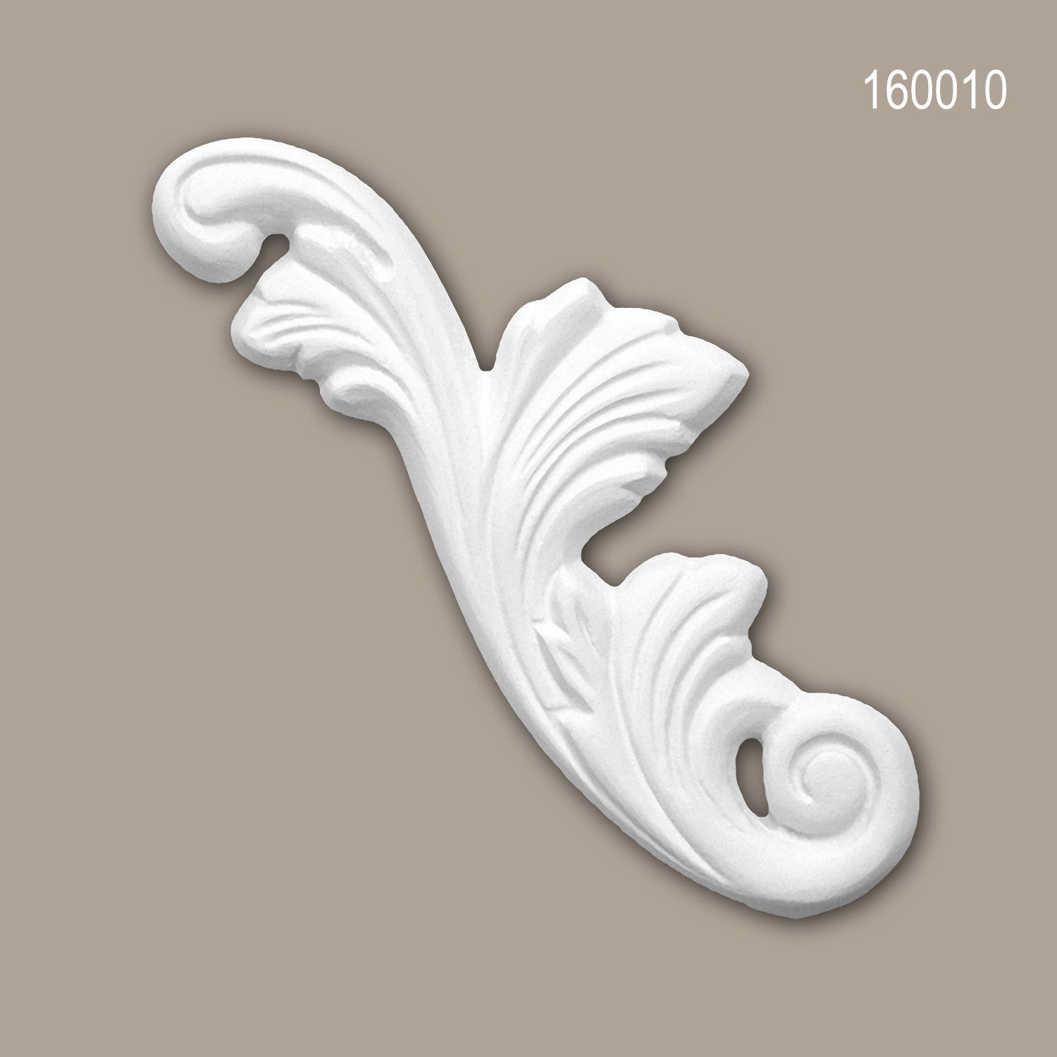 Profhome Wanddekoobjekt 160010 (Zierelement, 1 St., Stuckdekor, Schmuckelement, Verzierung, Dekor Ornament links), weiß, vorgrundiert, Stil: Rokoko / Barock