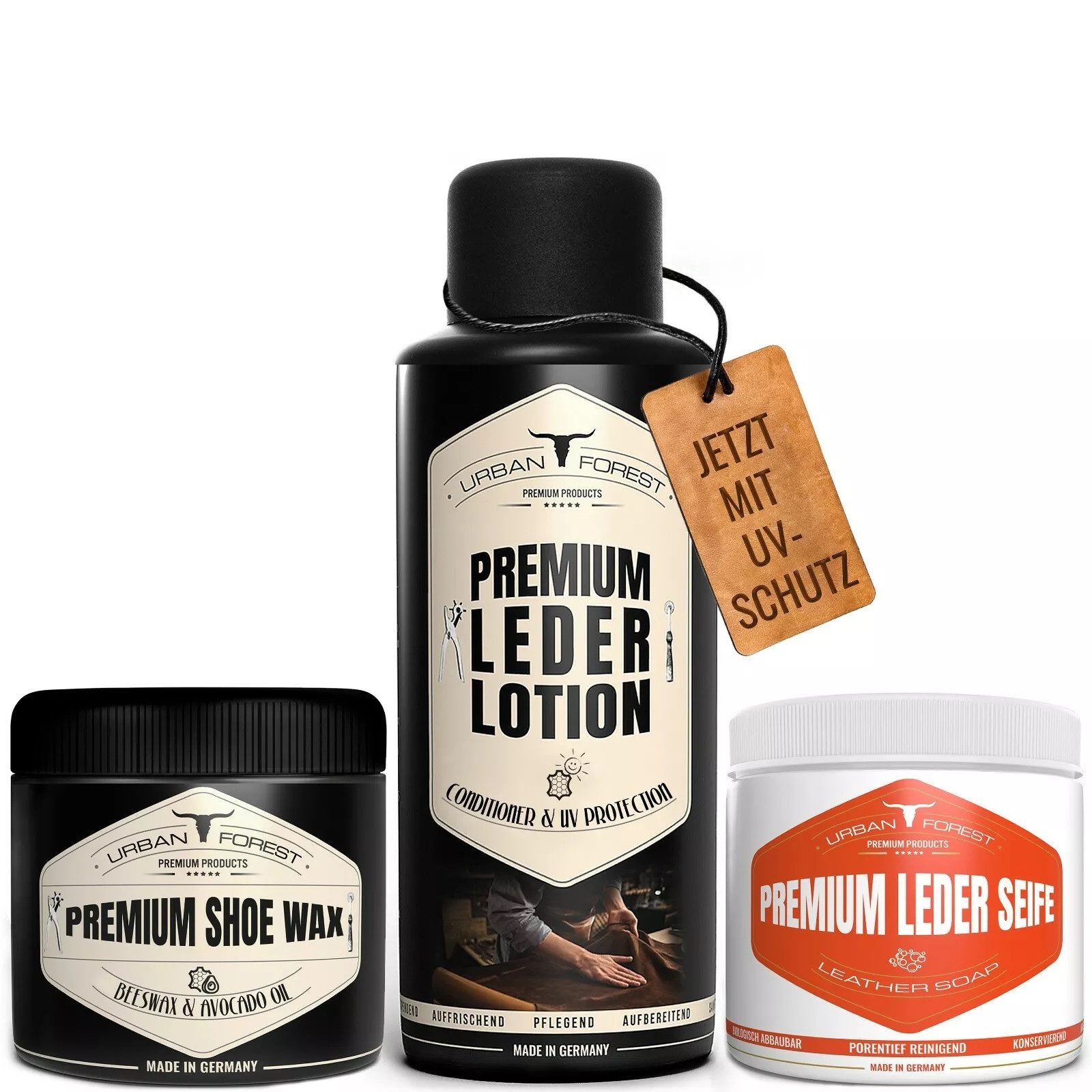Sparset Lederseife + Lederlotion + Schuhwachs farblos Lederpflege
