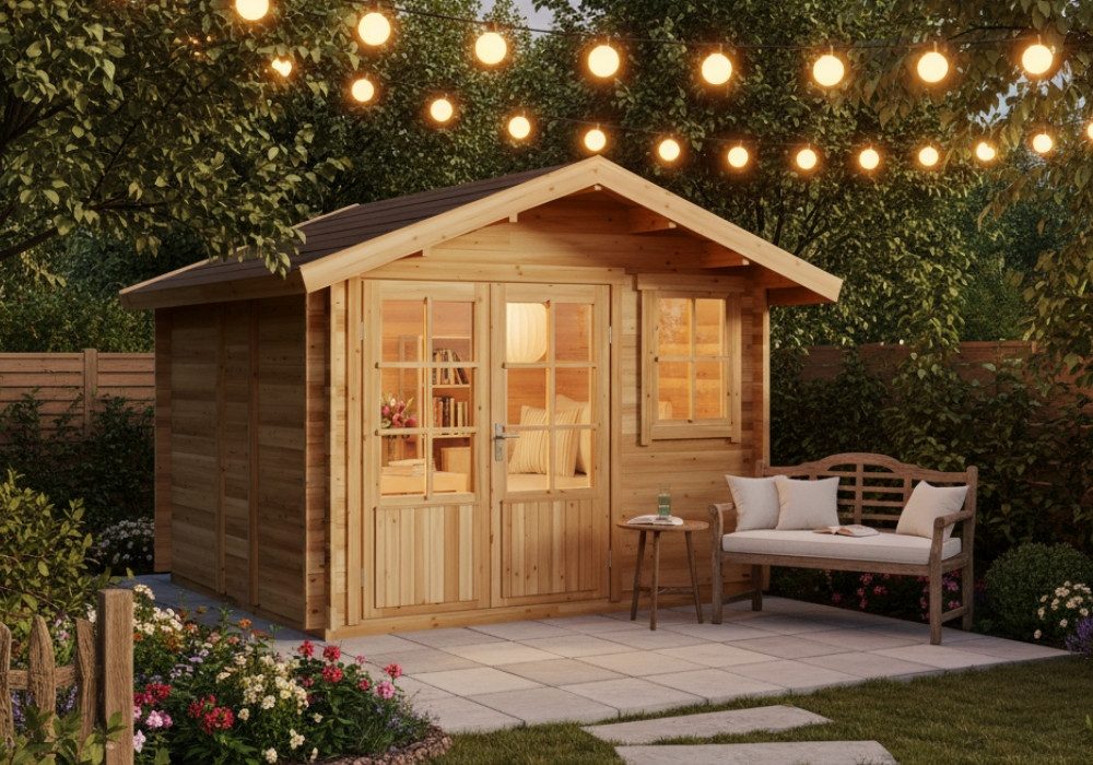 Alpholz Gartenhaus Holz Palermo, BxT: 331x331 cm, in Naturbelassen Inkl. Fußboden mit 28mm Wandstärke