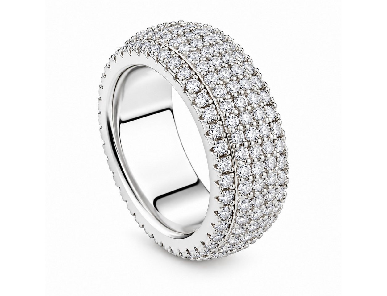 ROUGEMONT Fingerring Funkelnde Damen Statement Ring mit funkelndem Zirkonia Besatz, Intensiver Glanz mit Wow-Effekt