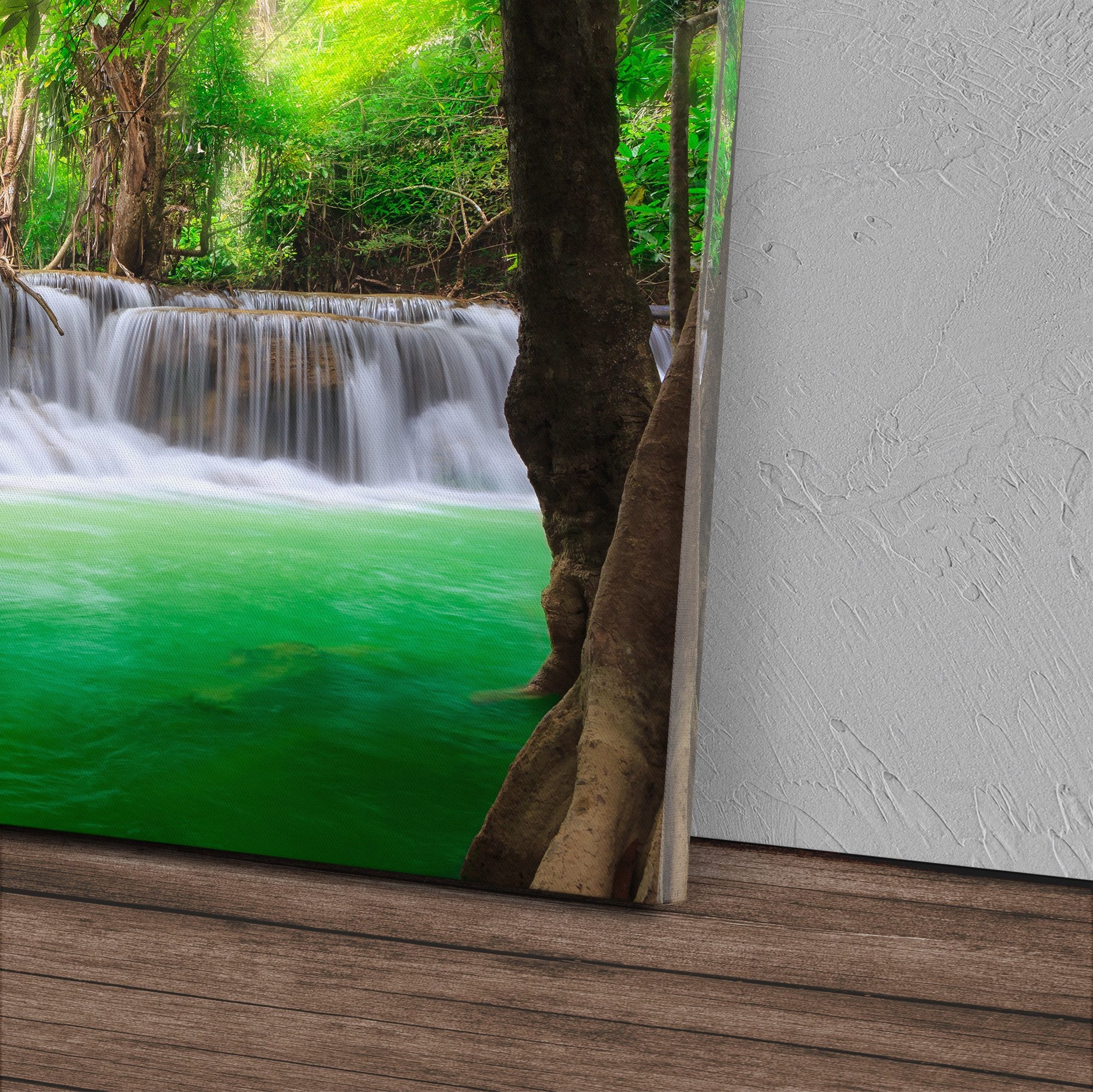 Sinus Art Leinwandbild 120x80cm Wandbild auf Leinwand Wasserfall im Dschung günstig online kaufen