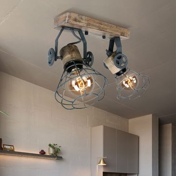 etc-shop LED Deckenspot, Leuchtmittel inklusive, Warmweiß, Vintage Decken Lampe Käfig Retro Wand Leuchte verstellbar im