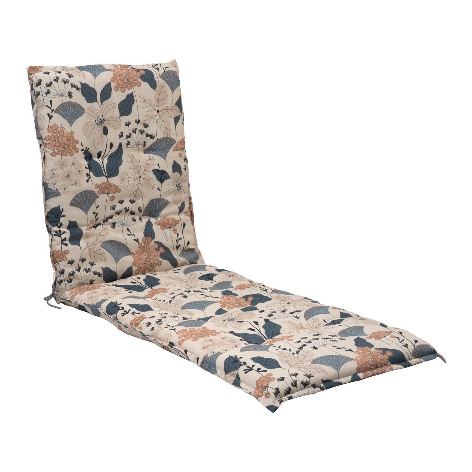 GO-DE Liegenauflage XIMULI, B 60 x L 190 cm, Creme, Blau, (1 St), für Gartenliegen