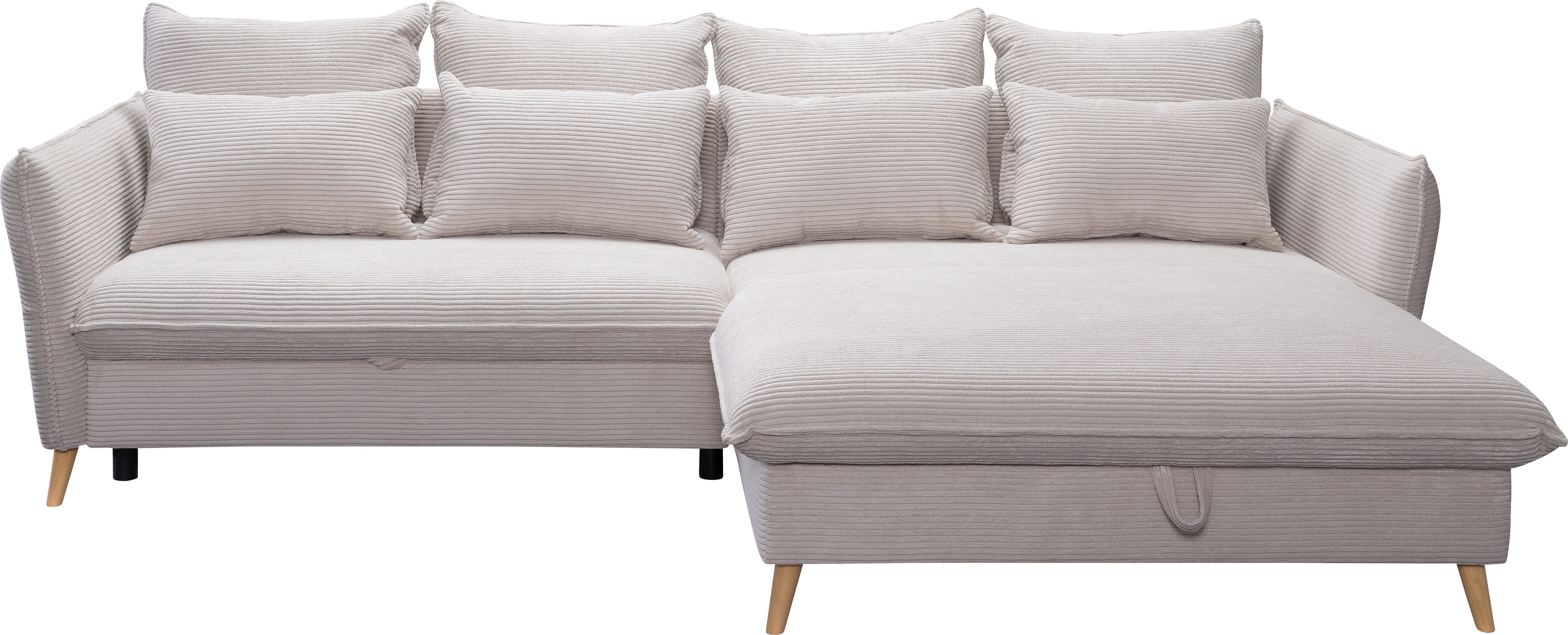 exxpo - sofa fashion Ecksofa WALPY, elegant & modern, bequem, schmale Armlehnen, Breite 274cm, L-Form, wahlweise mit Bettfunktion und Bettkasten, in Cord