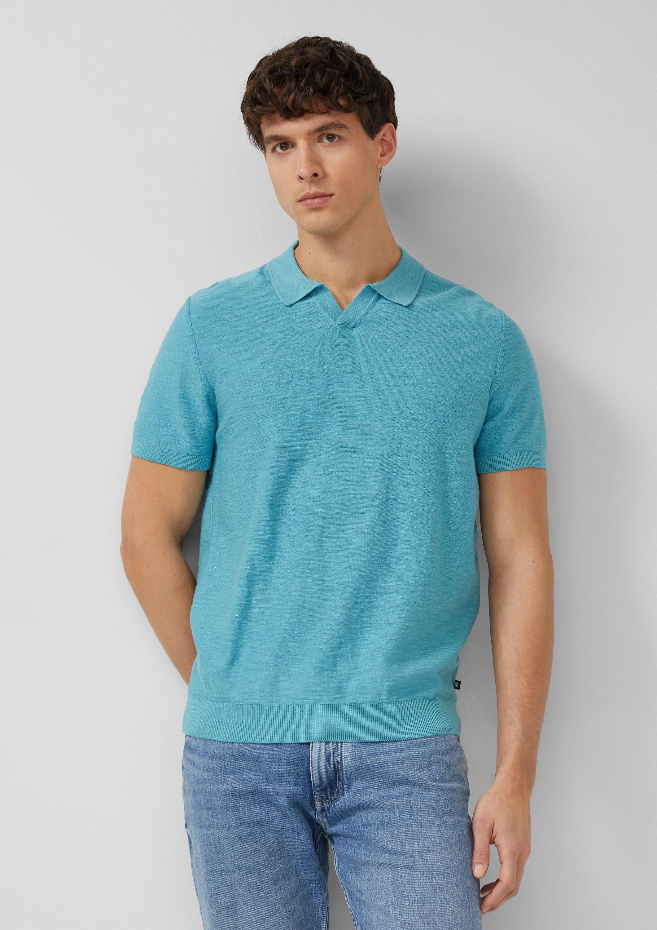 s.Oliver Kurzarmpullover Strickpullover Strick-Poloshirt in Flammgarnstrukt günstig online kaufen