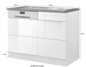 Kochstation Spülenschrank KS-Brindisi 110 cm breit, inkl. Möbeltür für Geschirrspüler sowie Einbauspüle