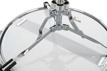 XDrum Snare Drum Metall-Snare mit Teppichabhebung,Starter-Set, inkl. Practise-Pad, Ständer, Sticks, Softbag, Doppelstrebiger Snare-Ständer