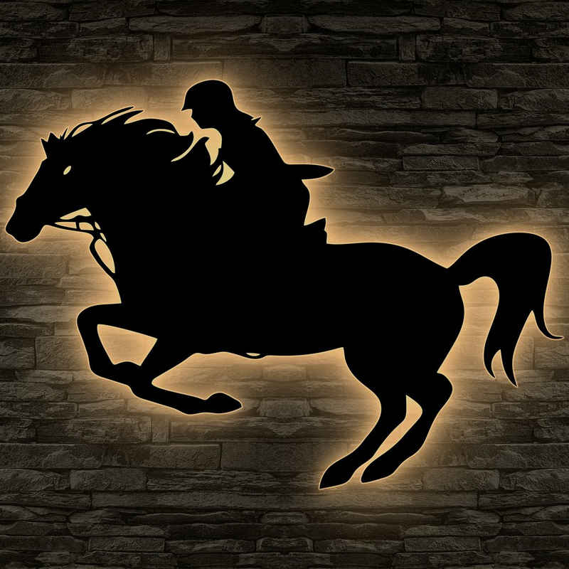 LEON FOLIEN Dekofigur Springreiter Pferdesport Schlummerlicht in Buche #64