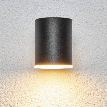 Lindby LED Außen-Wandleuchte Morena, LED-Leuchtmittel fest verbaut, warmweiß, Modern, Edelstahl, Kunststoff, Schwarz, 1 flammig, inkl. Leuchtmittel