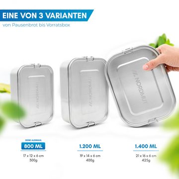 Nordmut Lunchbox Edelstahl Lunchbox [mit Trennwand] - Metall Brotdose 800ml, BPA frei und auslaufsicher