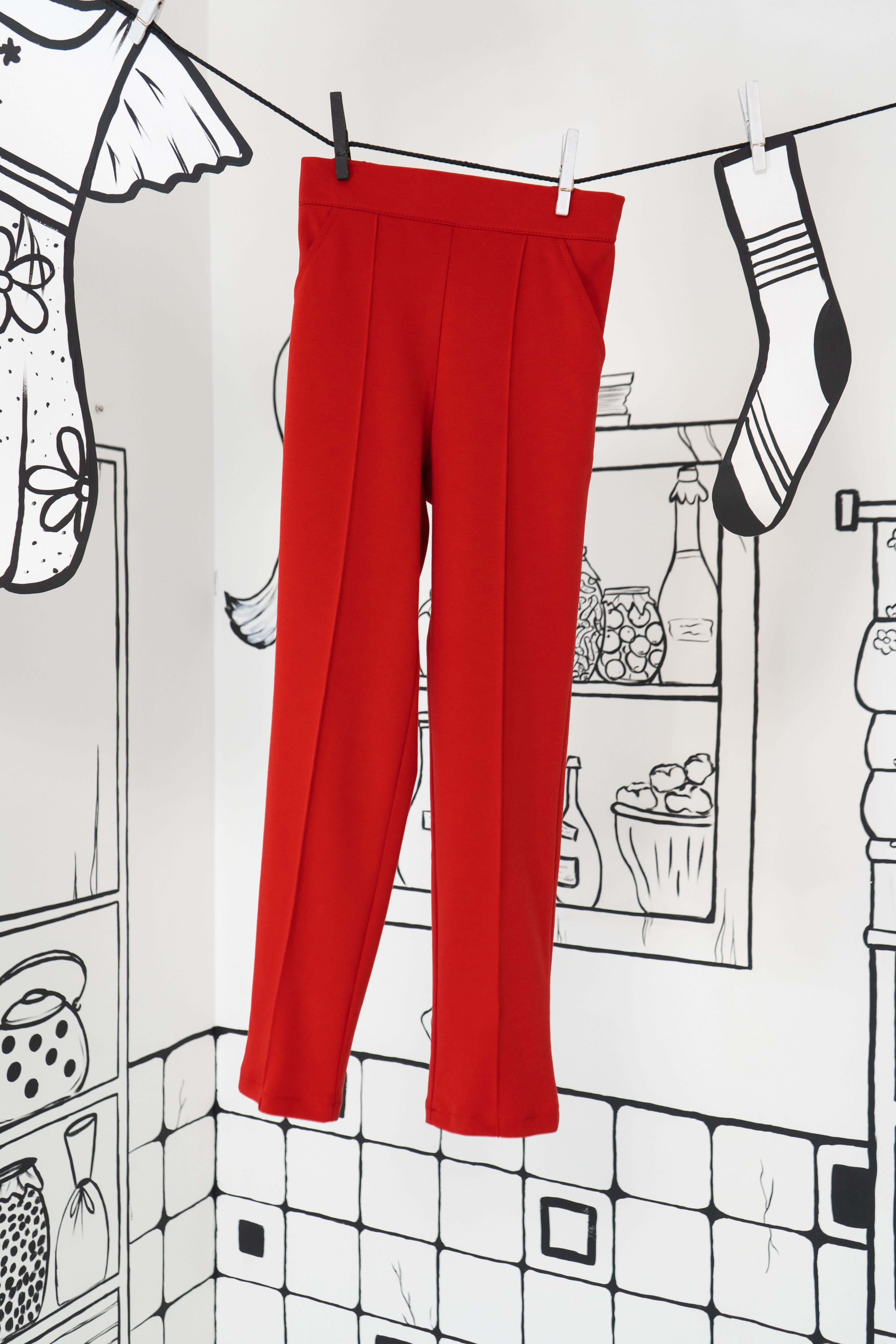 LEMONI Jerseyhose Elegante rote Hose für günstig online kaufen