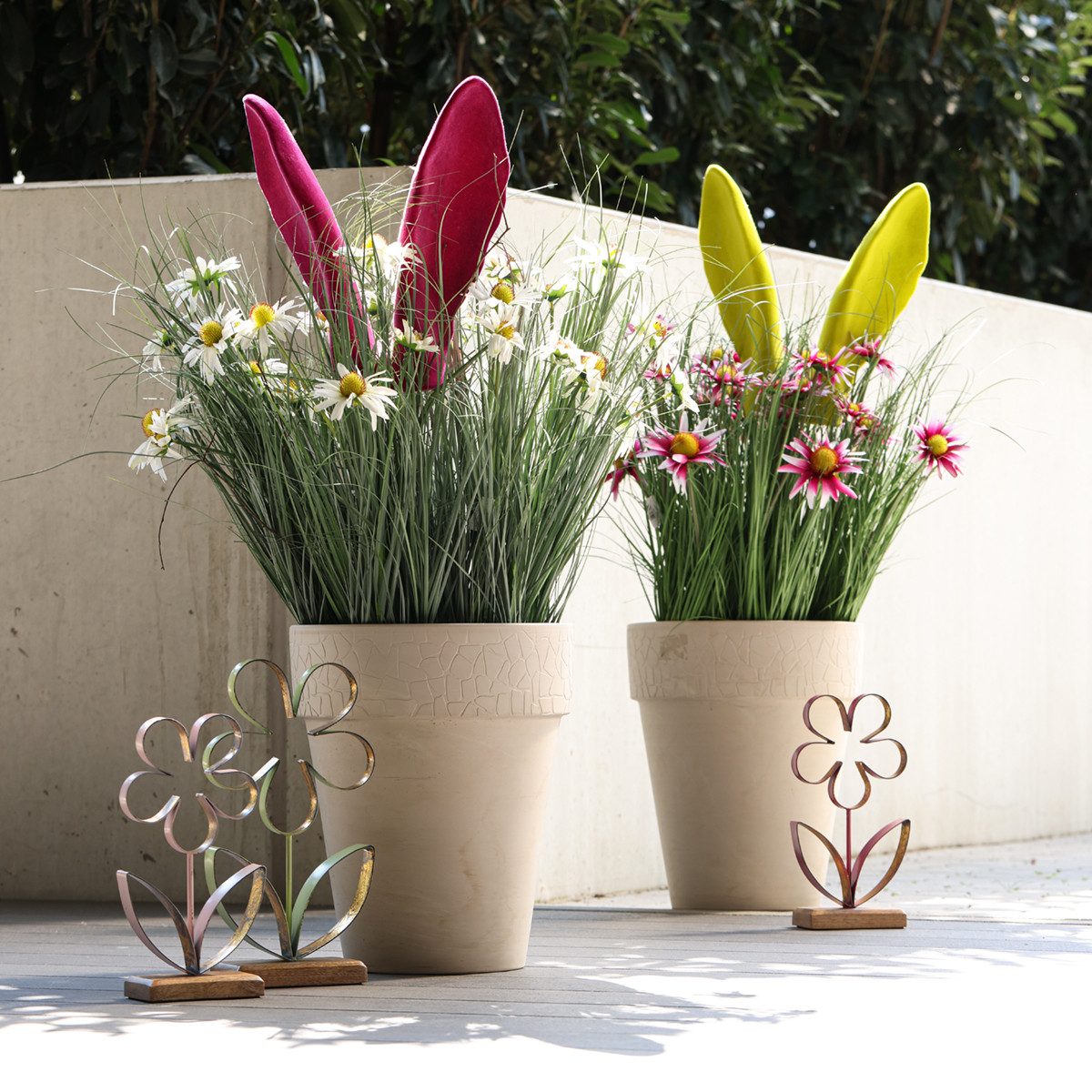 Viana Osterhase Pink Hasenohren Flock Osterdeko Stab 56cm Frühling