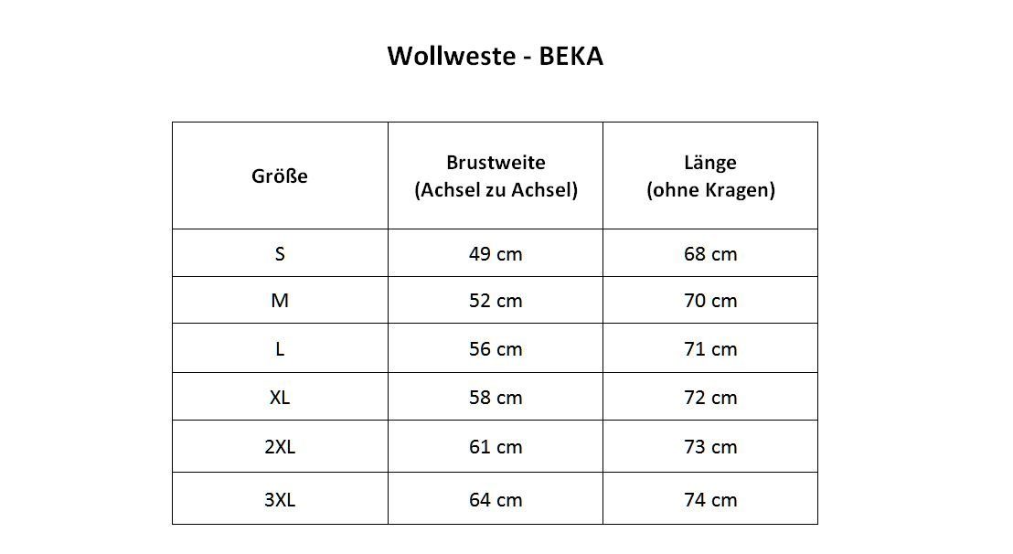 Hollert Longweste Unisex Merinowolle warm Wollweste & Blau Beka 1 Reißverschluss kuschelig