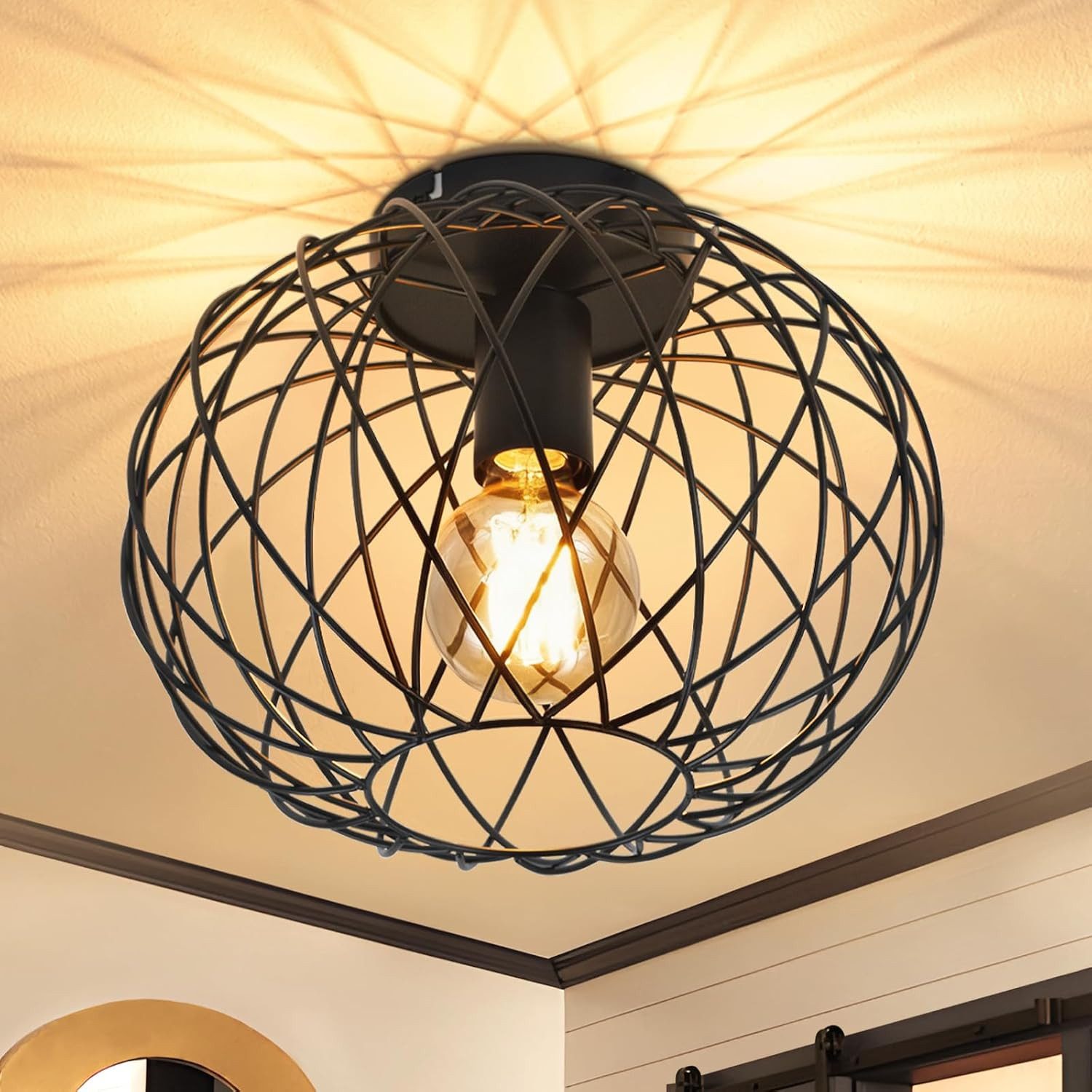 Nettlife Deckenleuchte 1 Flammig Deckenlampe Vintage Flurlampe Schwarz, LED günstig online kaufen