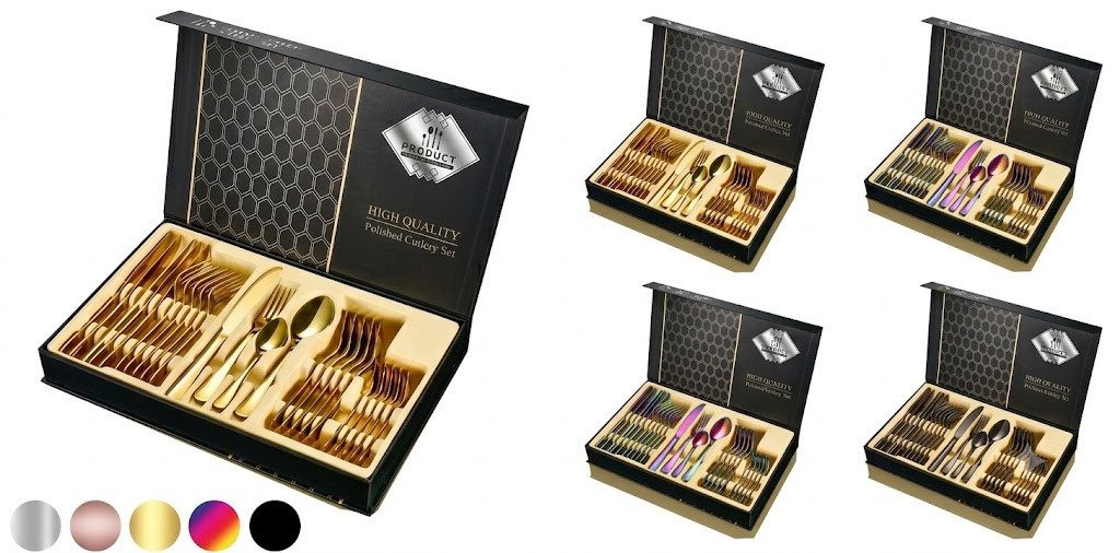 Faizee Möbel Besteck-Set Besteck-Set Cutlery Set 24-teiliges Service für 6 Gift Box (24-tlg), Edelstahl