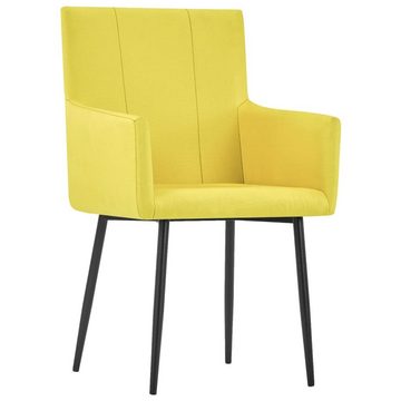 vidaXL Esszimmerstuhl Esszimmerstühle mit Armlehnen 2 Stk. Gelb Stoff (2 St)
