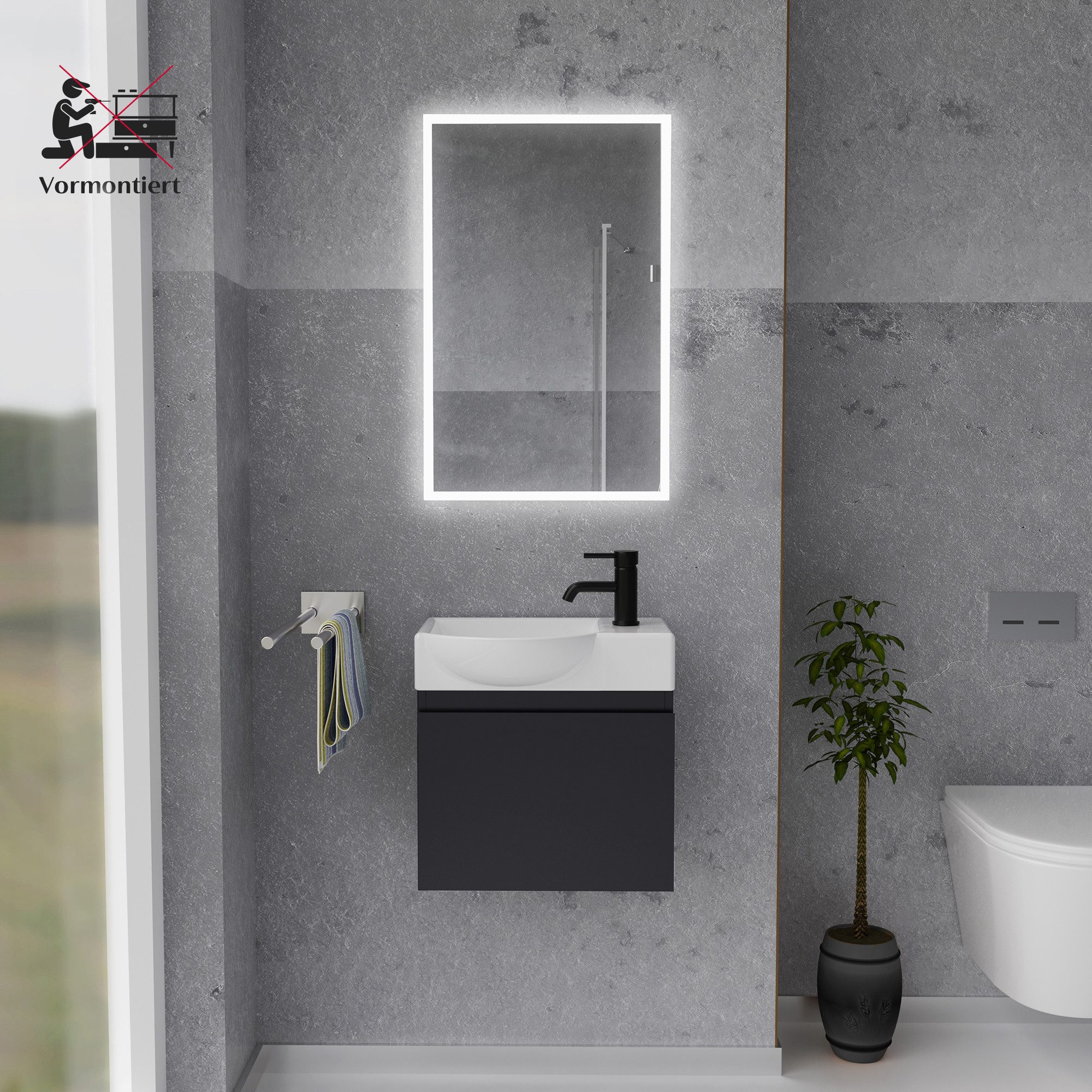 Alpenberger Badmöbel-Set - Gäste WC Waschbecken günstig online kaufen