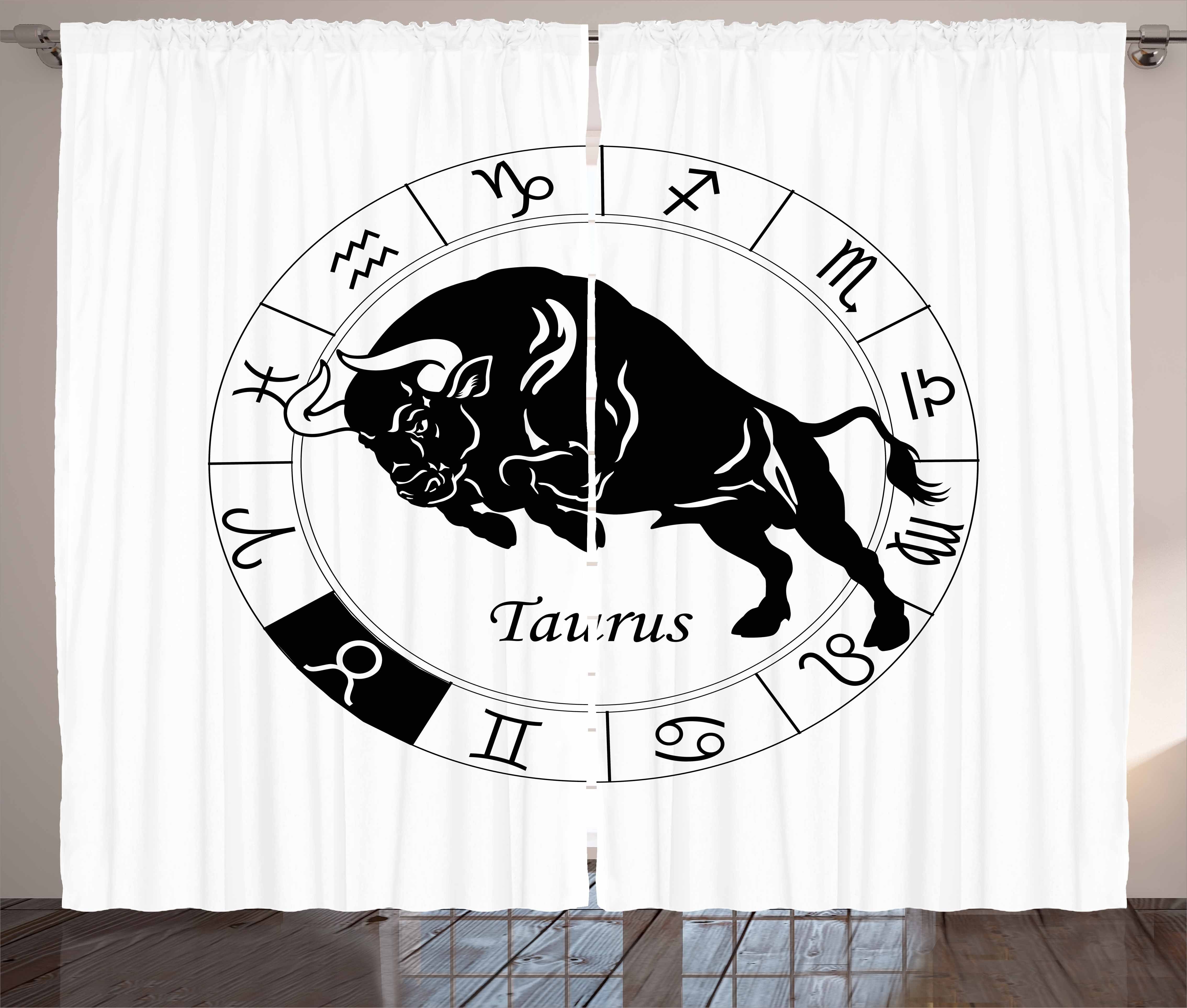 Gardine Schlafzimmer Kräuselband Vorhang mit Schlaufen und Haken, Abakuhaus, Tier Mythische Ox Signs